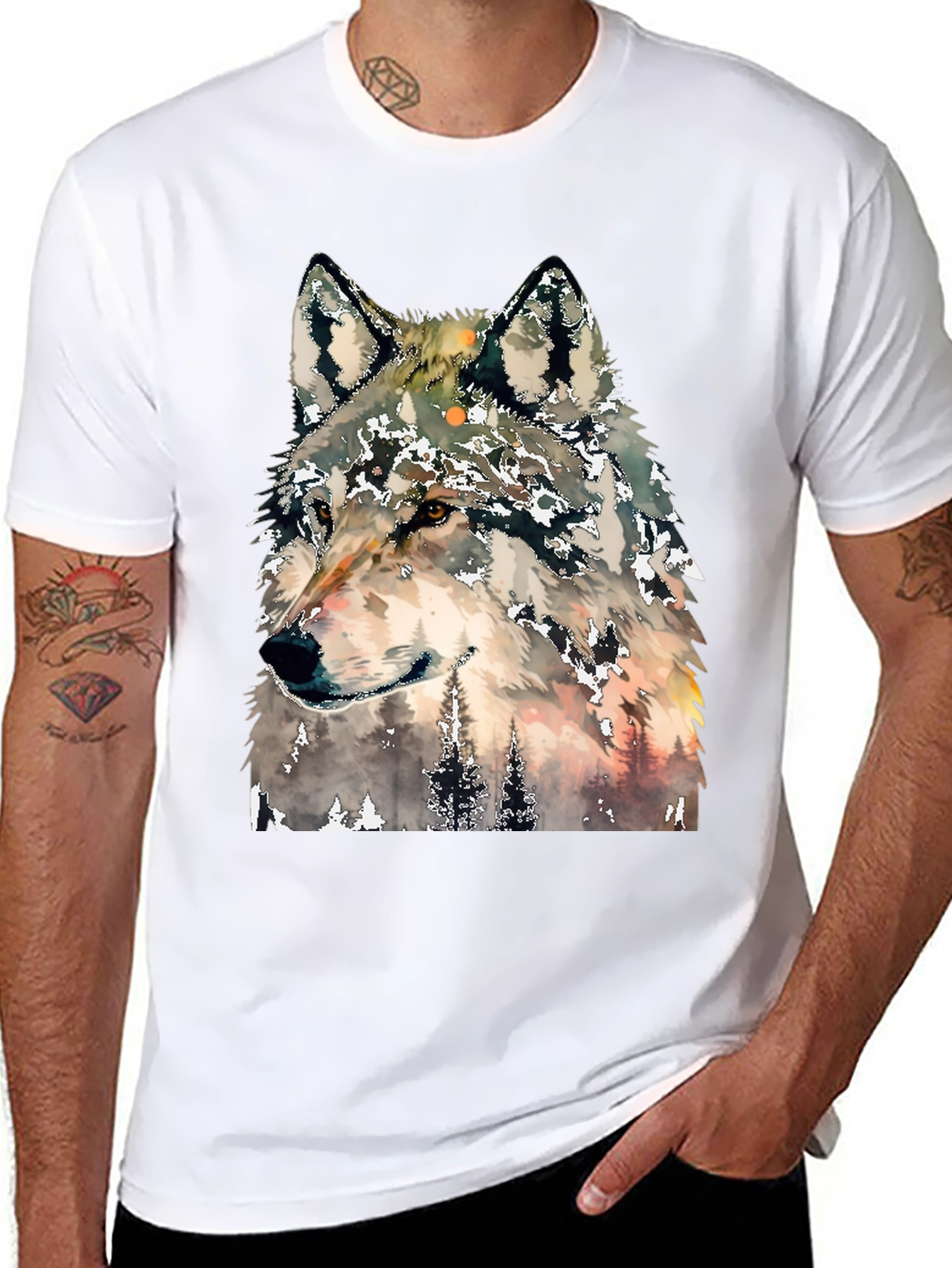 Wolf Graphic Print T-Shirt - Nature Inspired