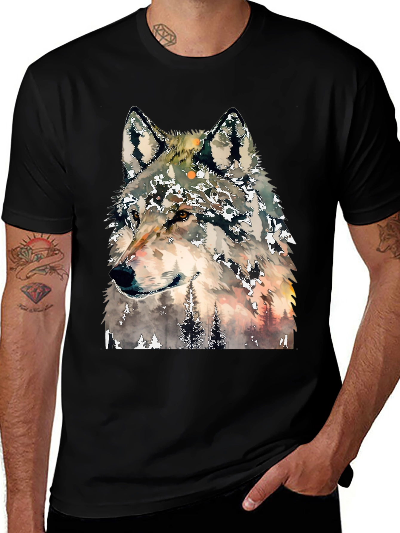 Wolf Graphic Print T-Shirt - Nature Inspired