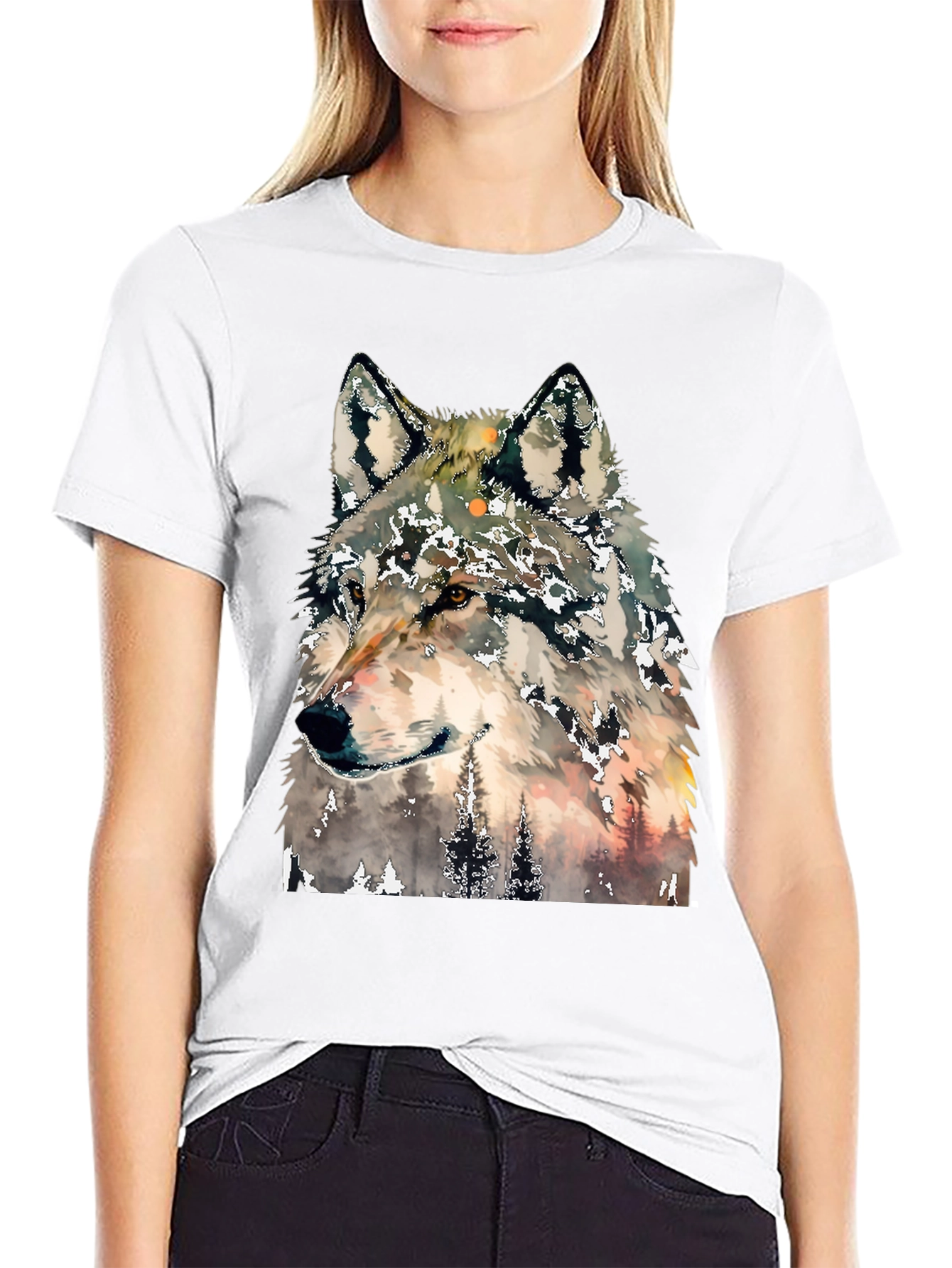 Wolf Graphic Print T-Shirt - Nature Inspired