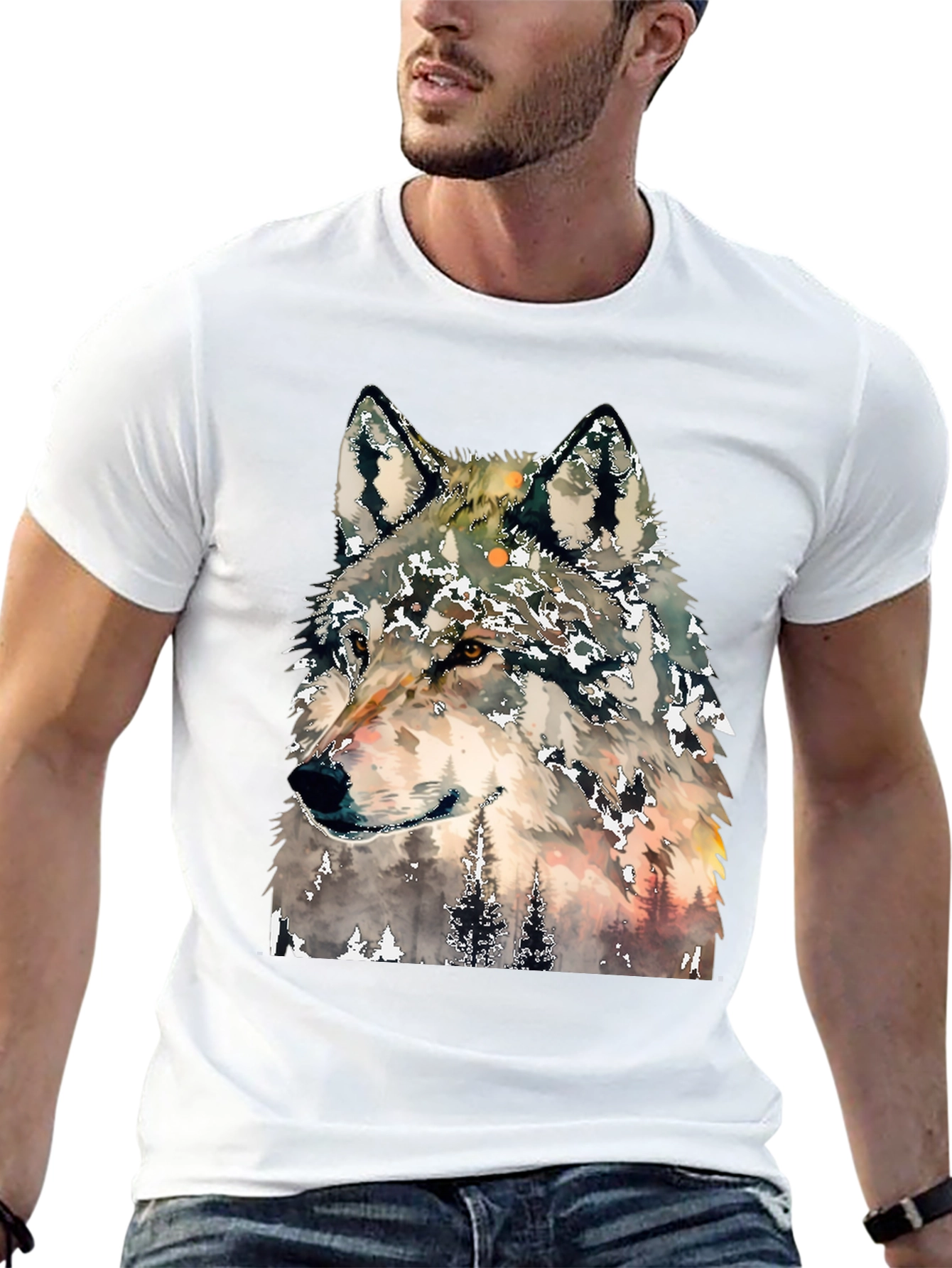 Wolf Graphic Print T-Shirt - Nature Inspired