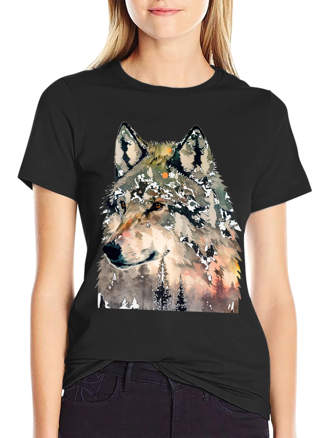 Wolf Graphic Print T-Shirt - Nature Inspired