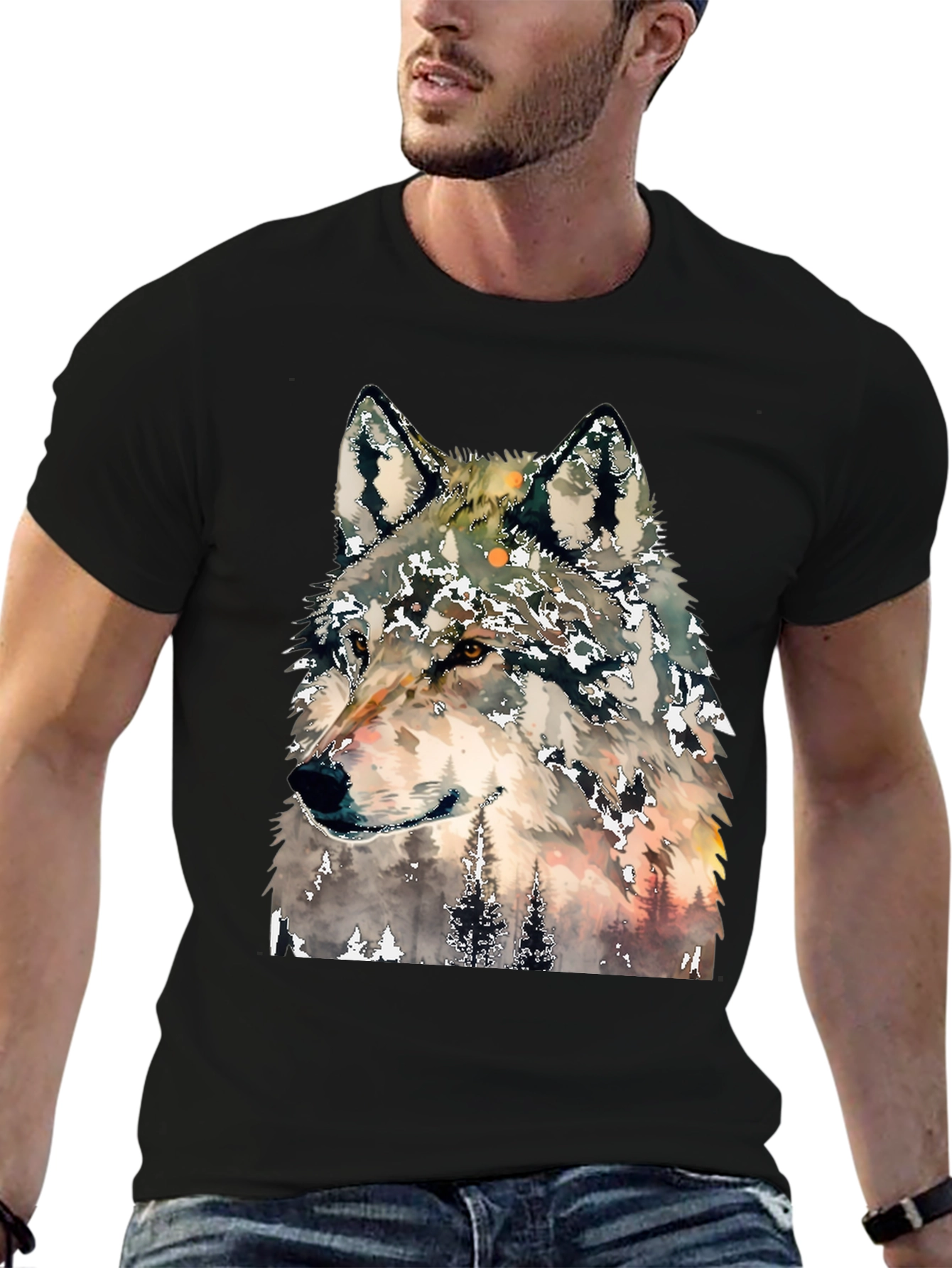 Wolf Graphic Print T-Shirt - Nature Inspired