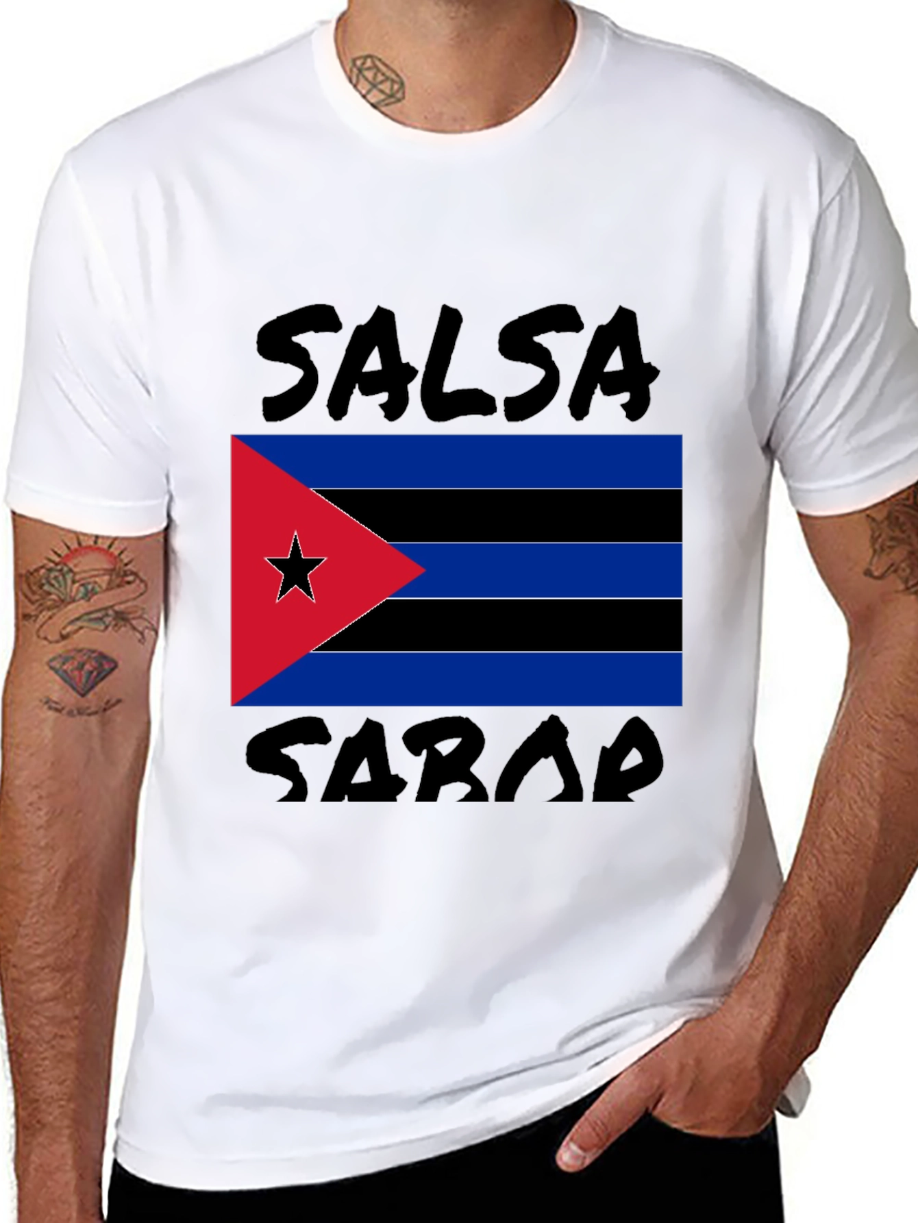 Salsa Sarab T-Shirt: Cuban Flag Design