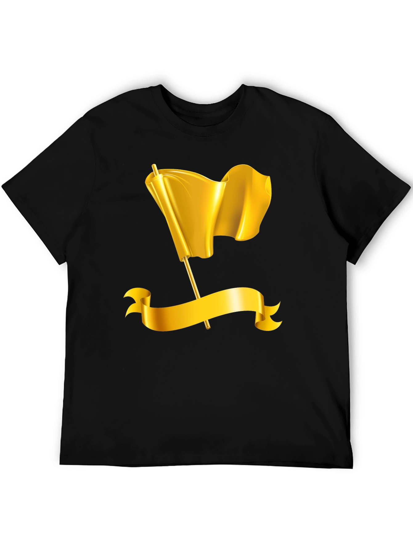 Gold Flag Graphic Tee - Premium Black T-Shirt