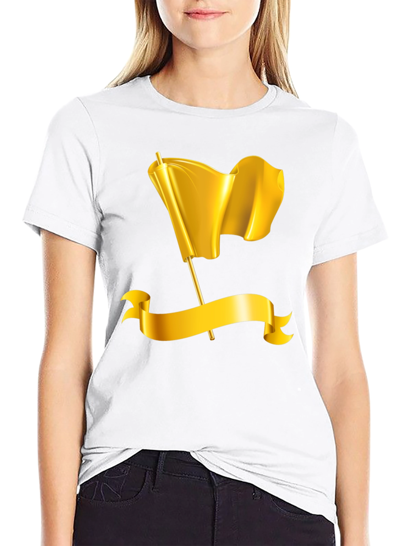 Gold Flag Graphic Tee - Premium Black T-Shirt