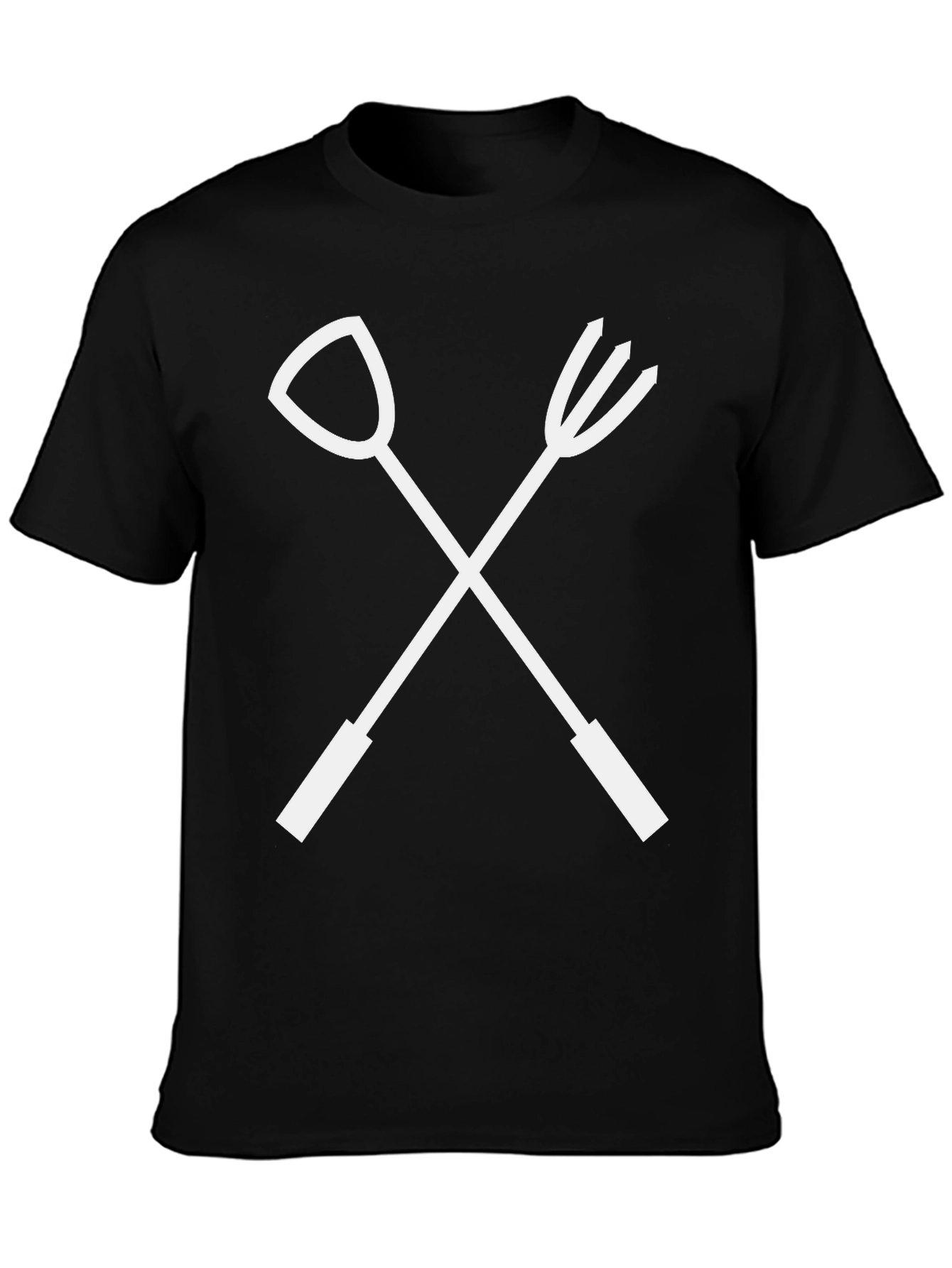 Gardening Tools Crossed T-Shirt - Black Cotton Tee