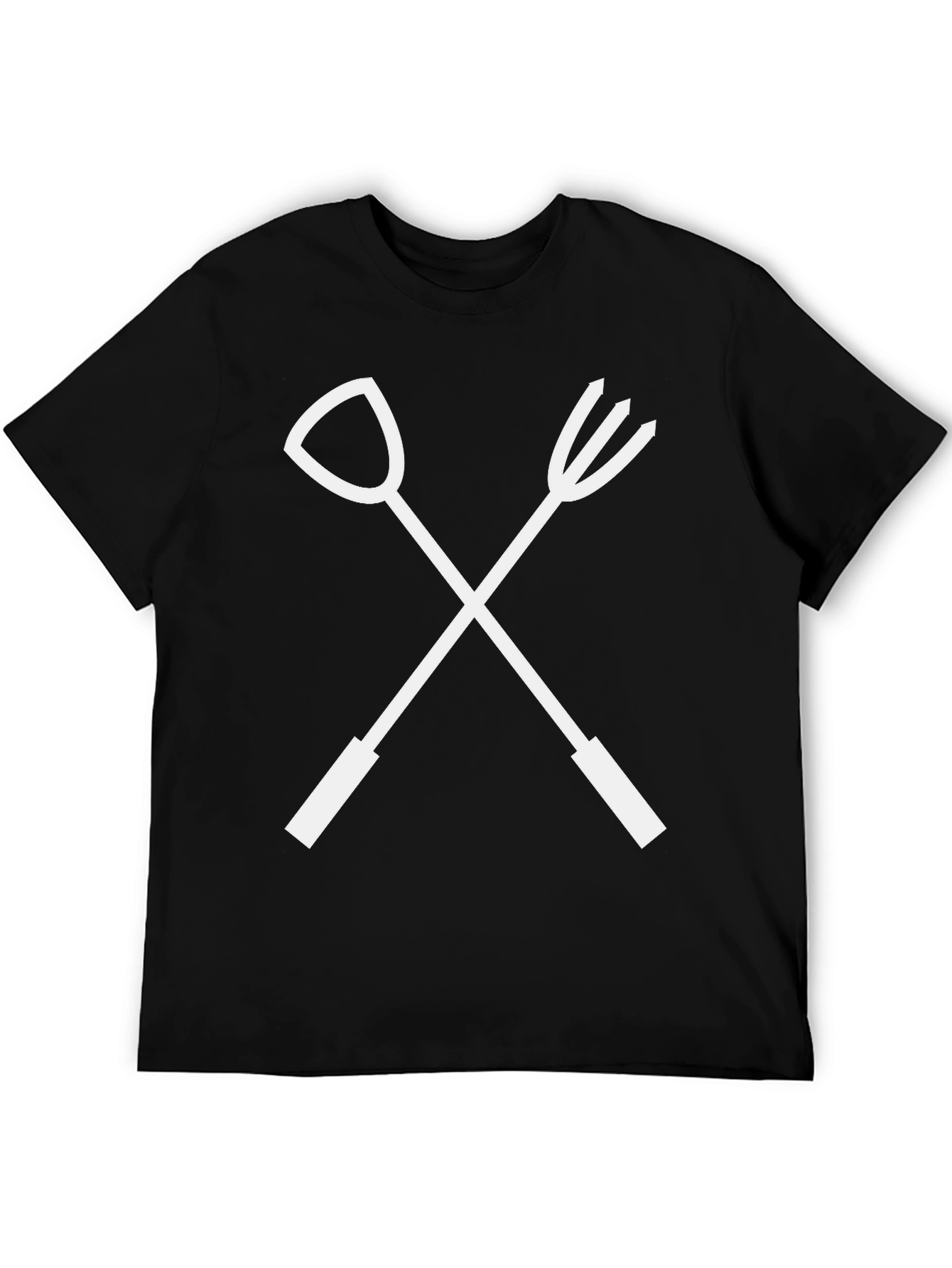 Gardening Tools Crossed T-Shirt - Black Cotton Tee