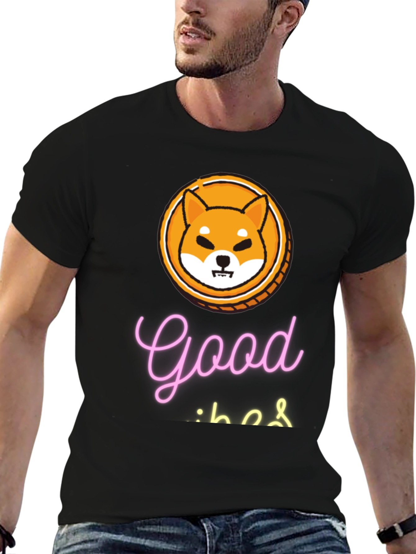 Good Vibes Shiba Coin Black T-Shirt