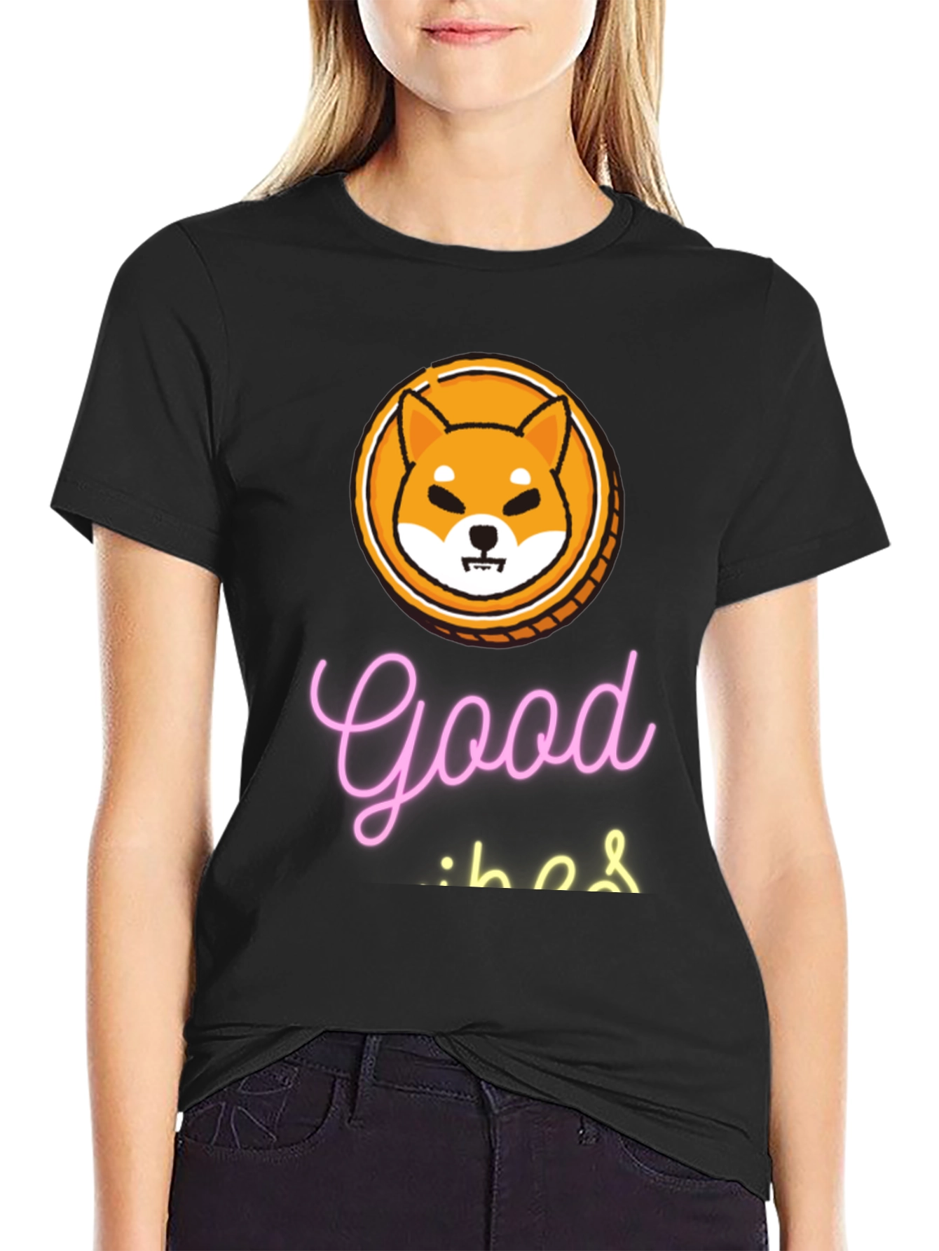 Good Vibes Shiba Coin Black T-Shirt