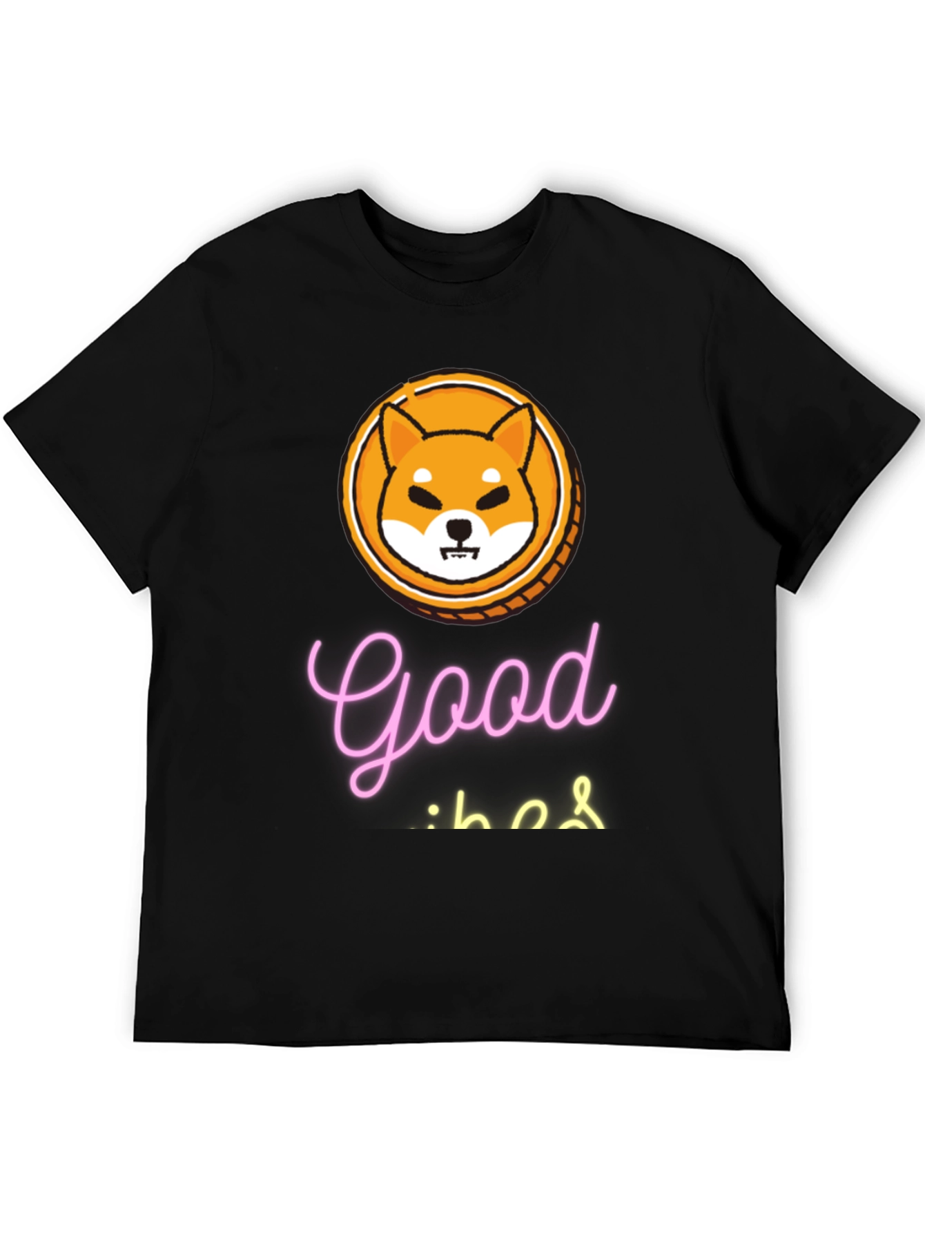 Good Vibes Shiba Coin Black T-Shirt