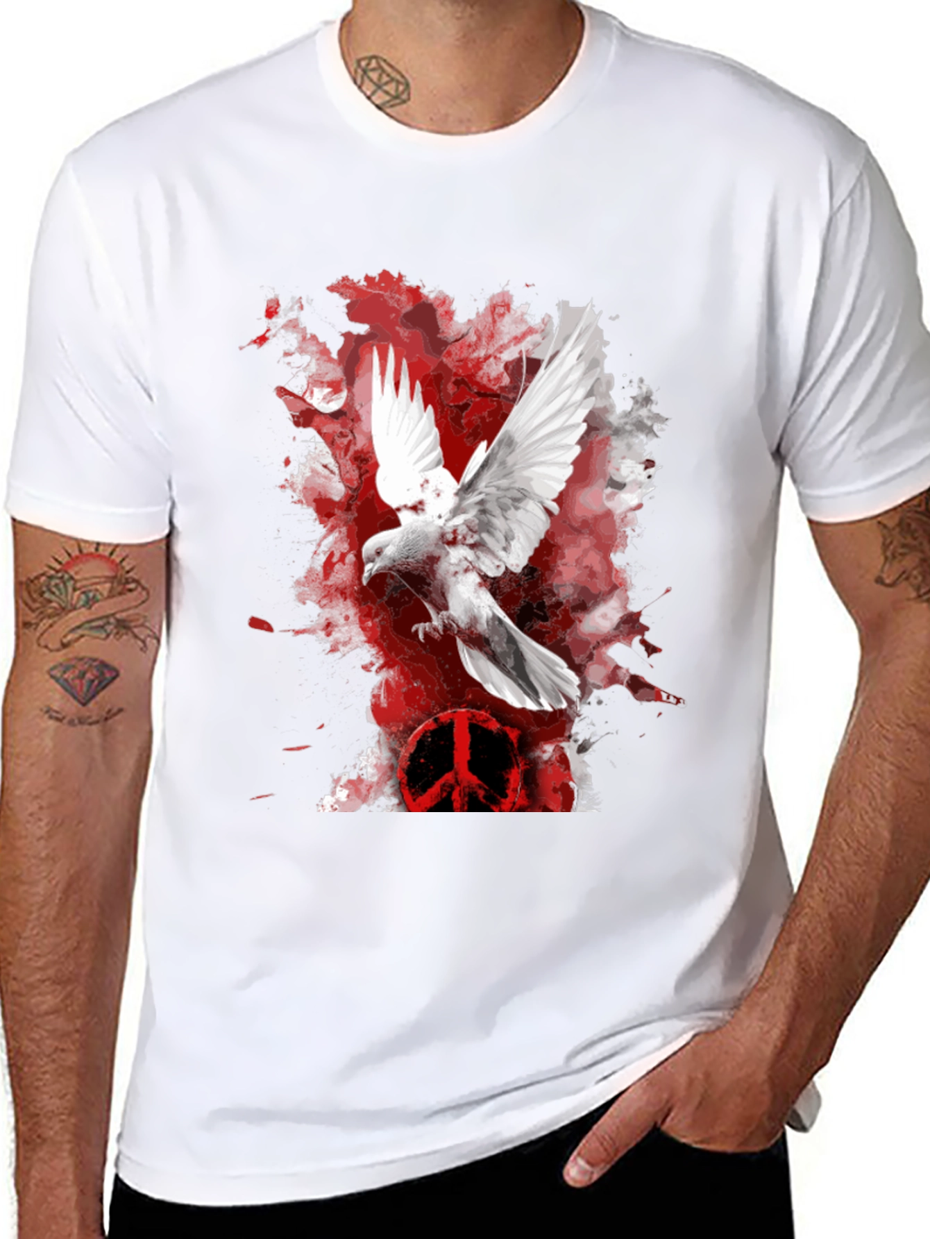 Dove Peace Sign Graphic T-Shirt
