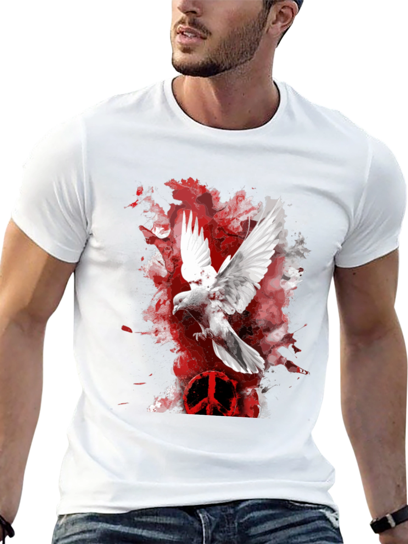 Dove Peace Sign Graphic T-Shirt