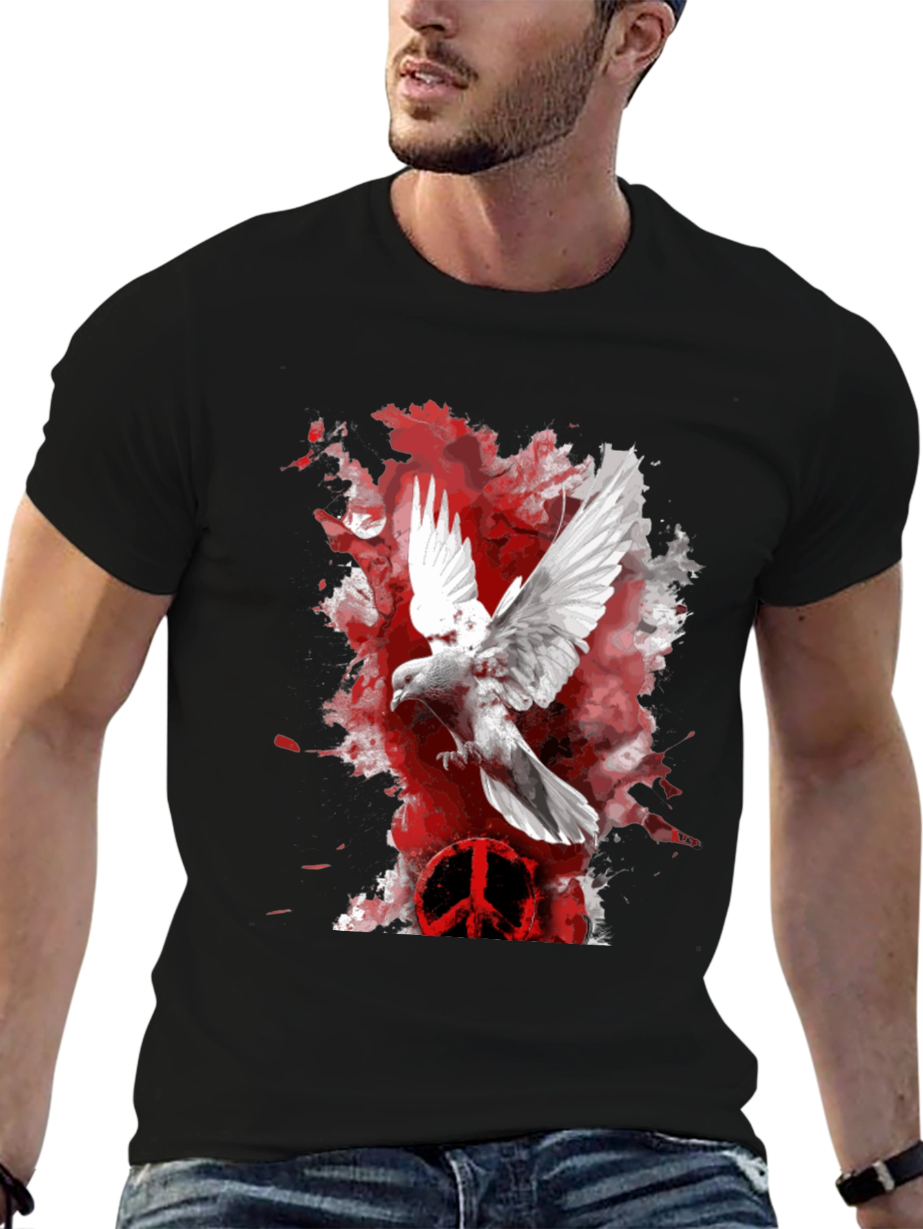 Dove Peace Sign Graphic T-Shirt