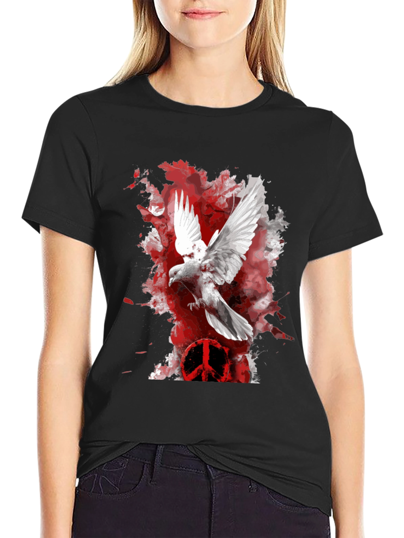 Dove Peace Sign Graphic T-Shirt