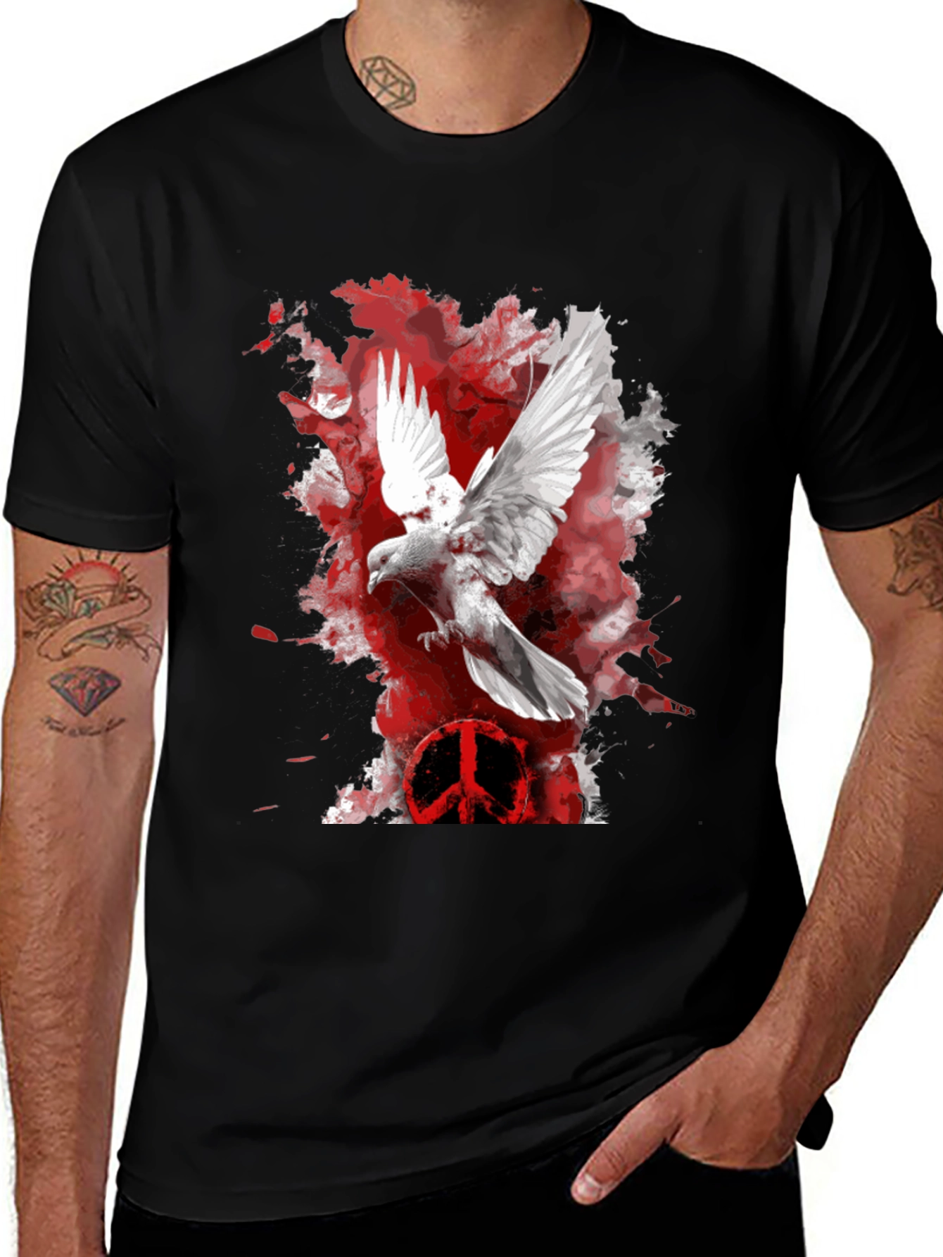 Dove Peace Sign Graphic T-Shirt