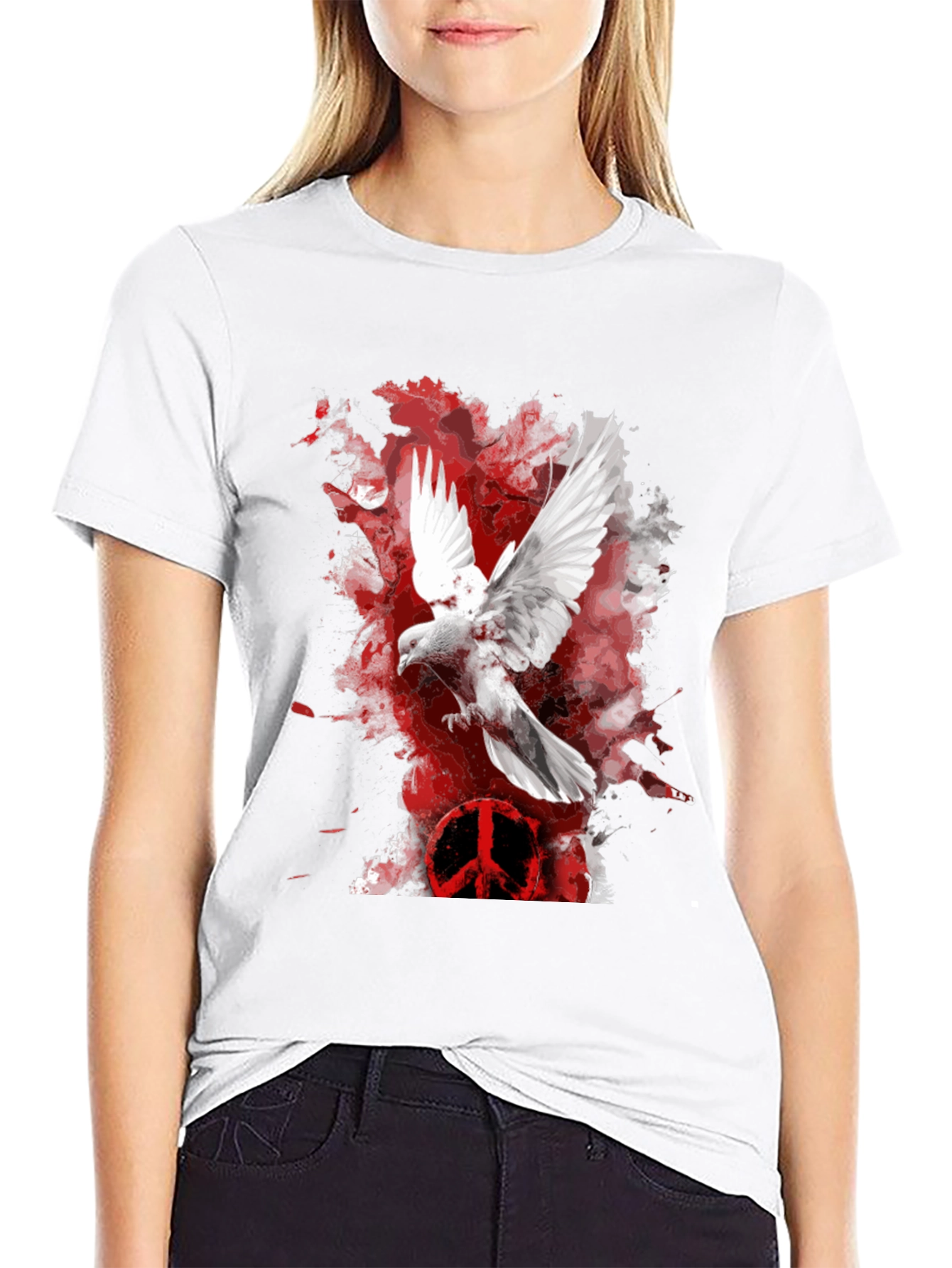 Dove Peace Sign Graphic T-Shirt