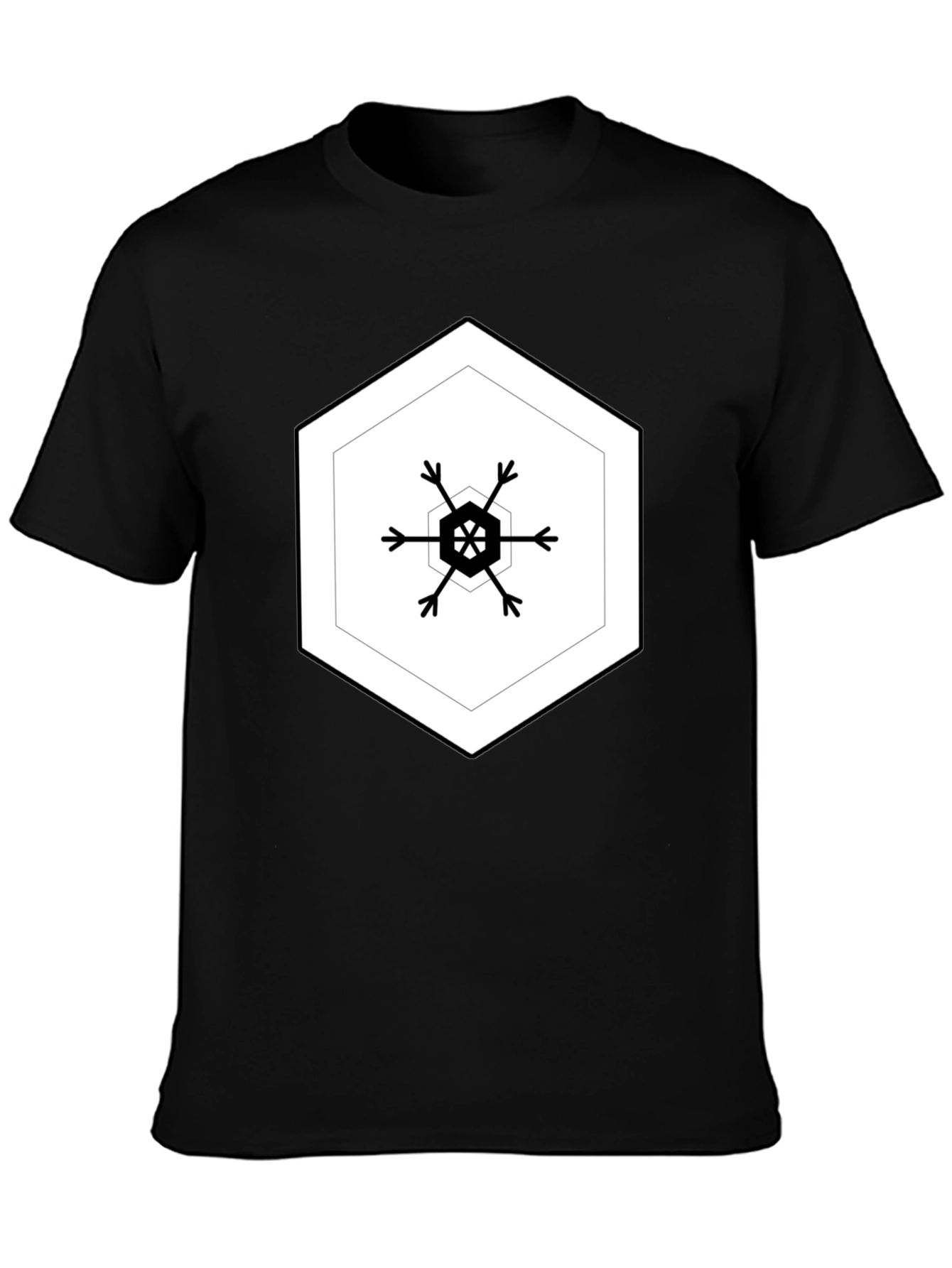 Hexagon Snowflake Black Tee
