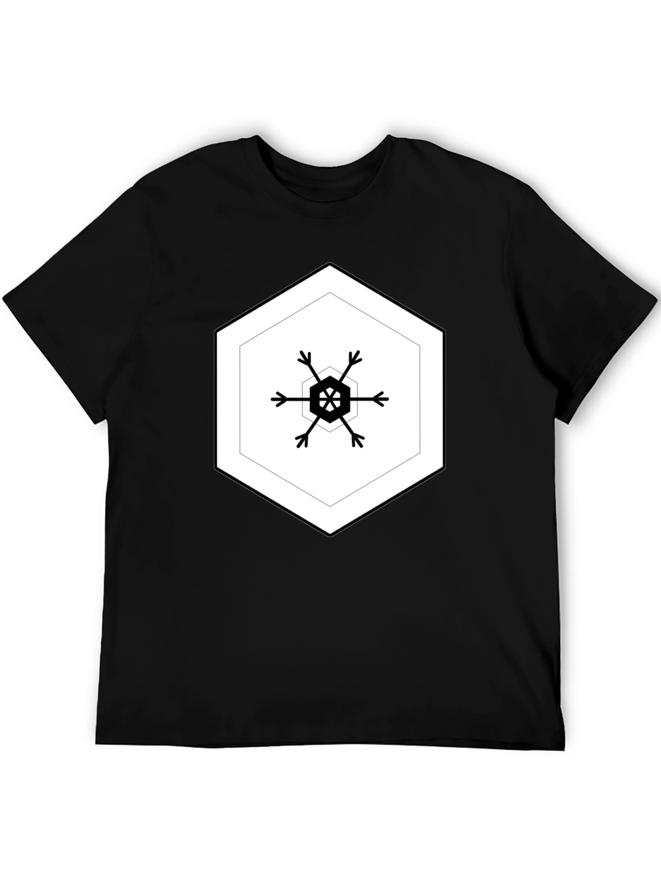 Hexagon Snowflake Black Tee