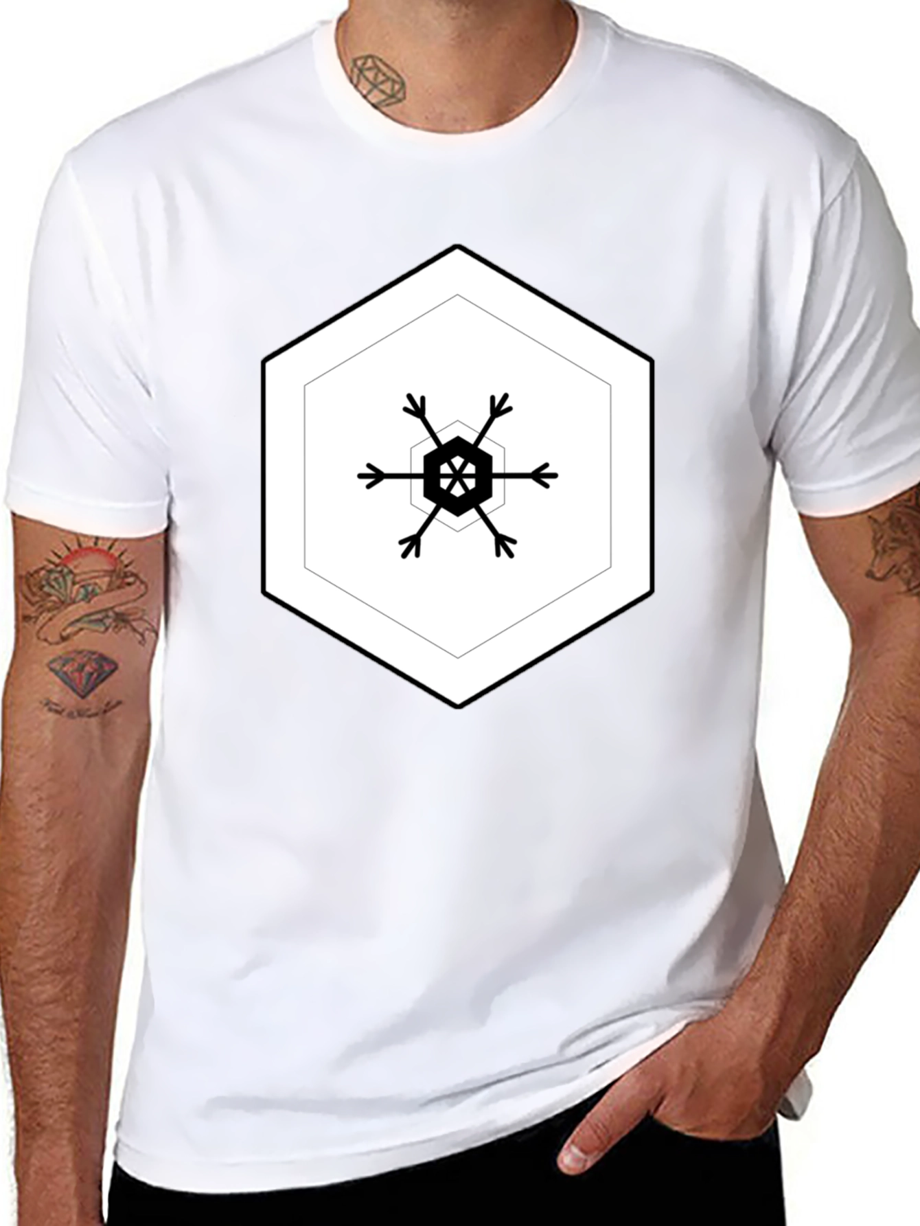 Hexagon Snowflake Black Tee