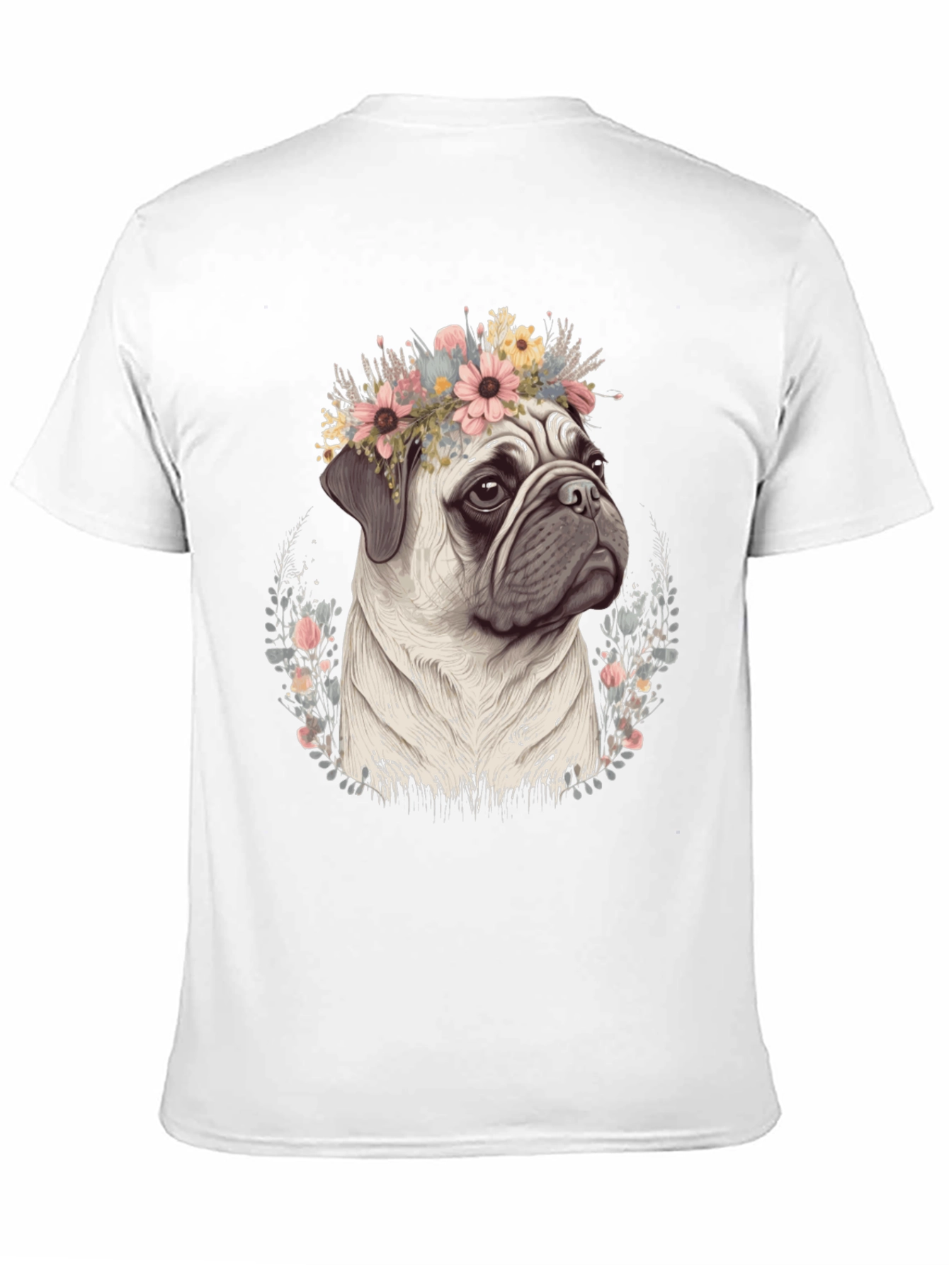 Pug Flower Crown T-Shirt - Mens Graphic Tee