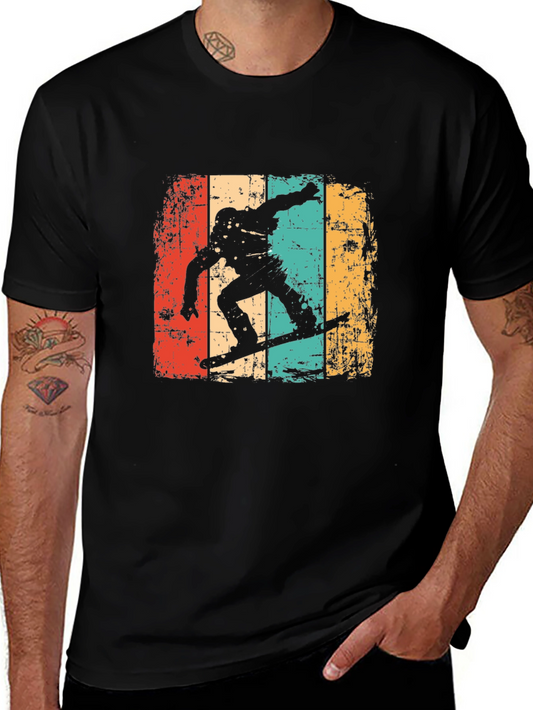 Retro Snowboarder Graphic Tee - Vintage Style Black T-Shirt