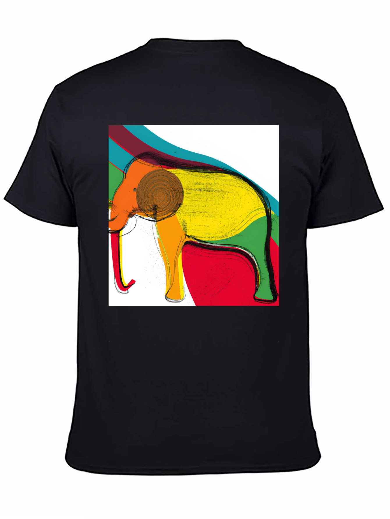 Abstract Elephant Graphic Tee - Mens Black T-Shirt