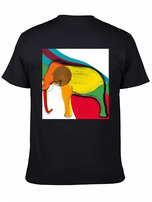 Abstract Elephant Graphic Tee - Mens Black T-Shirt