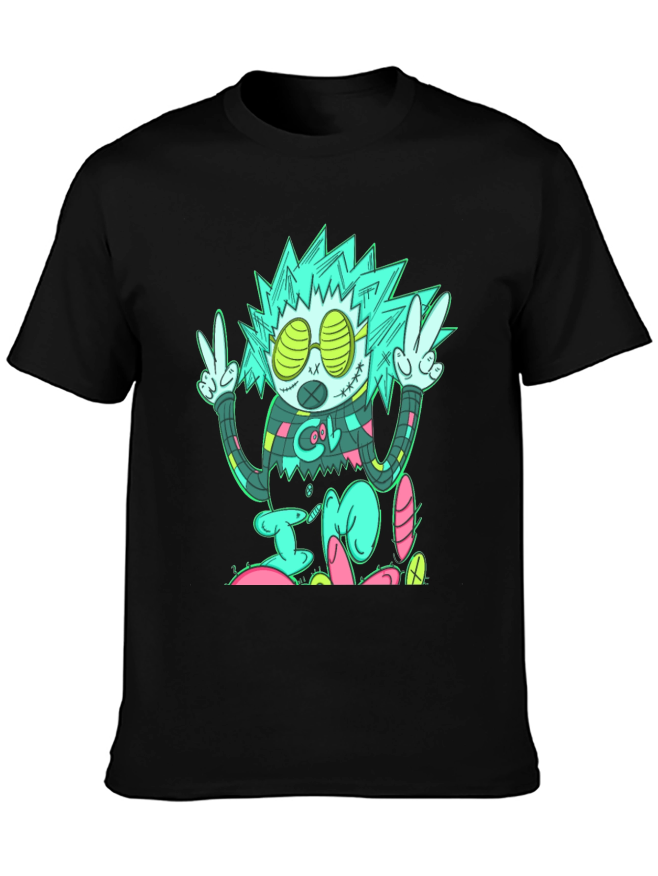Cool Character Graphic Print Black T-Shirt