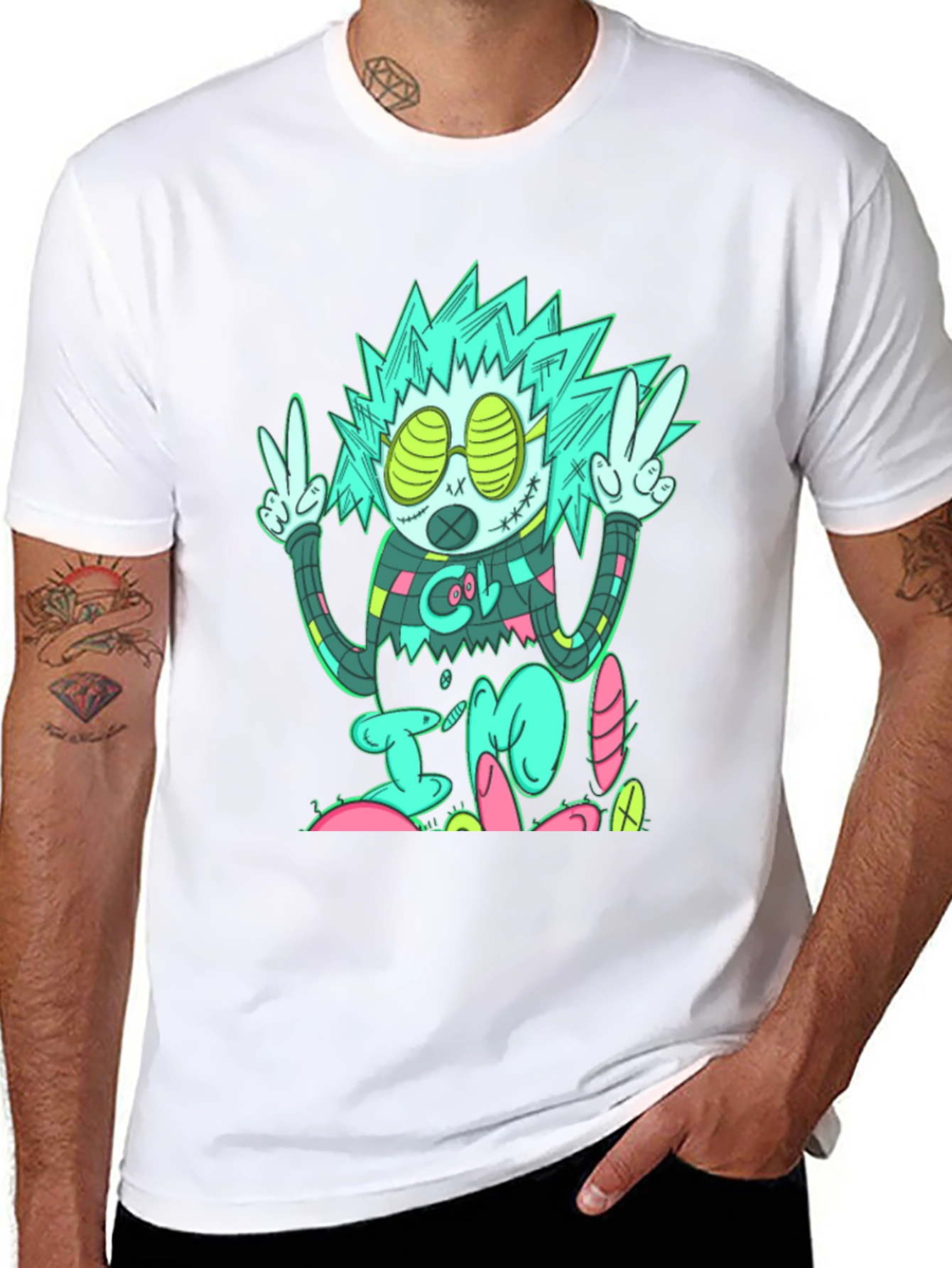 Cool Character Graphic Print Black T-Shirt