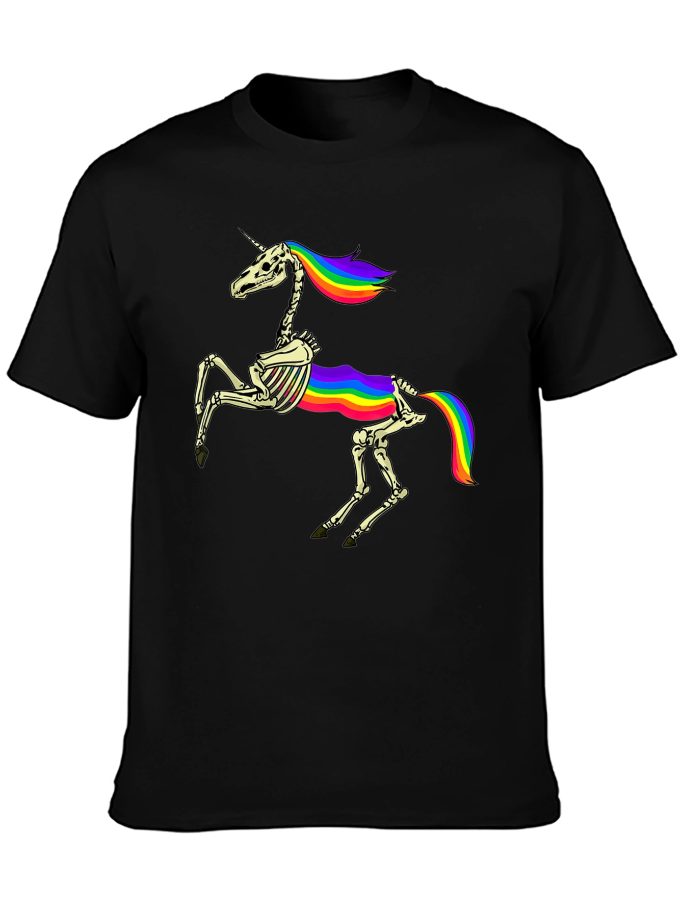 Rainbow Skeleton Unicorn Graphic Tee