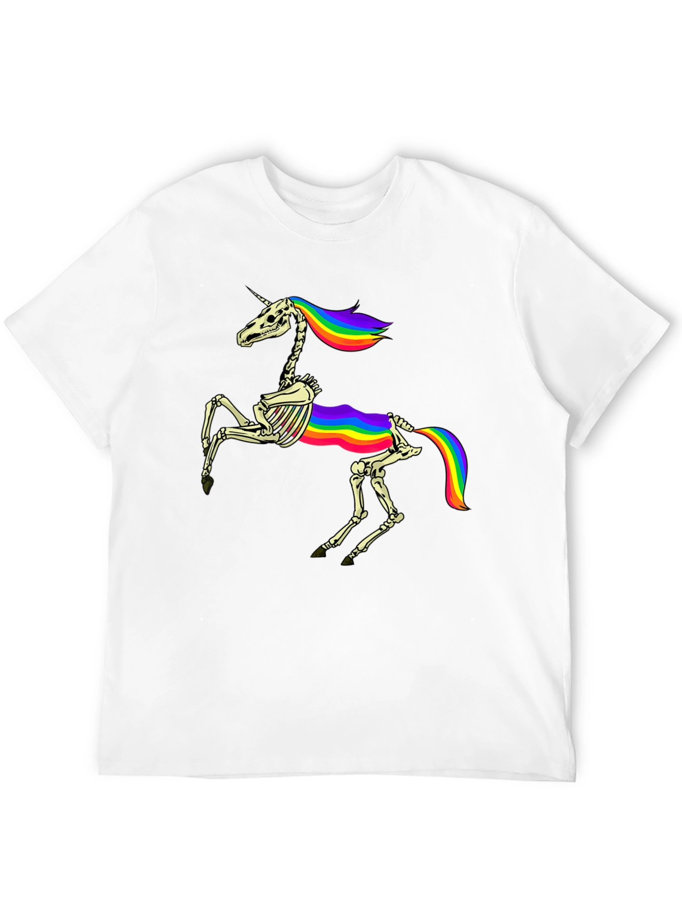 Rainbow Skeleton Unicorn Graphic Tee