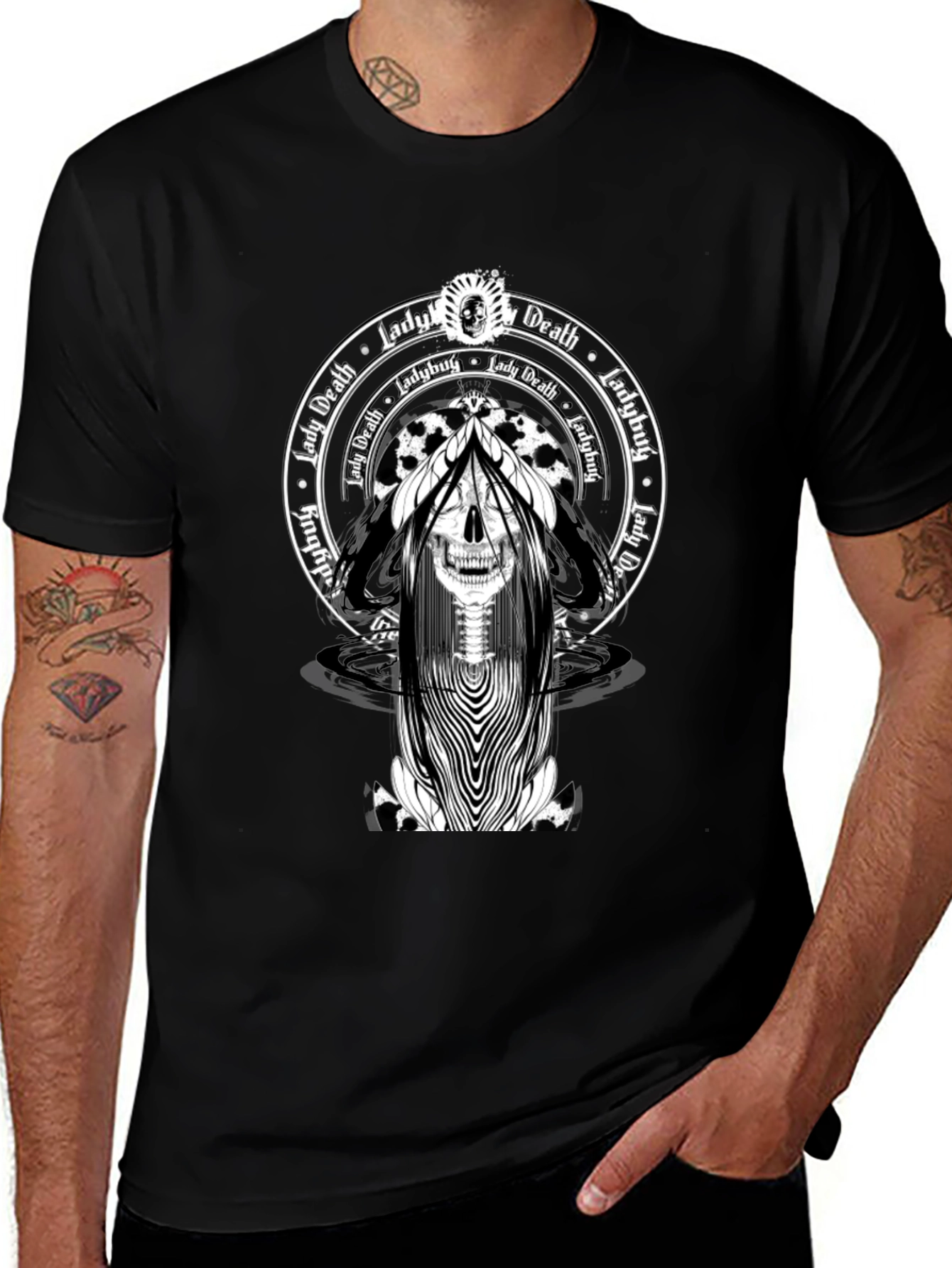 Lady Death Skull Graphic Tee - Black