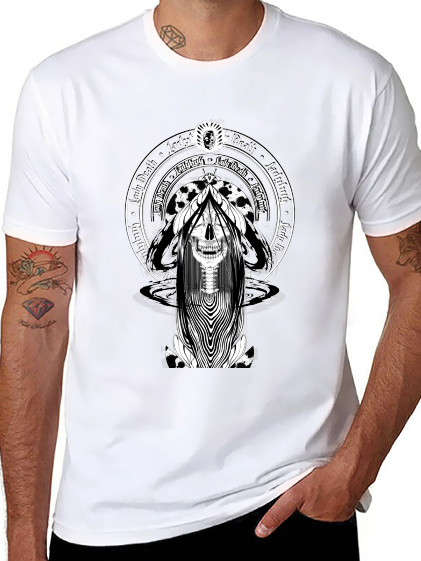 Lady Death Skull Graphic Tee - Black