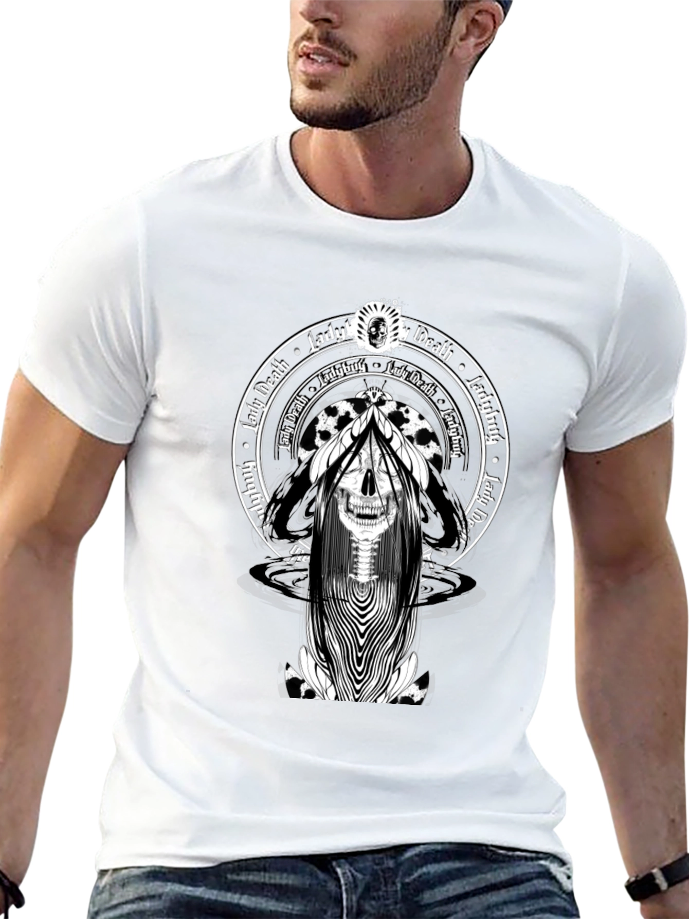 Lady Death Skull Graphic Tee - Black