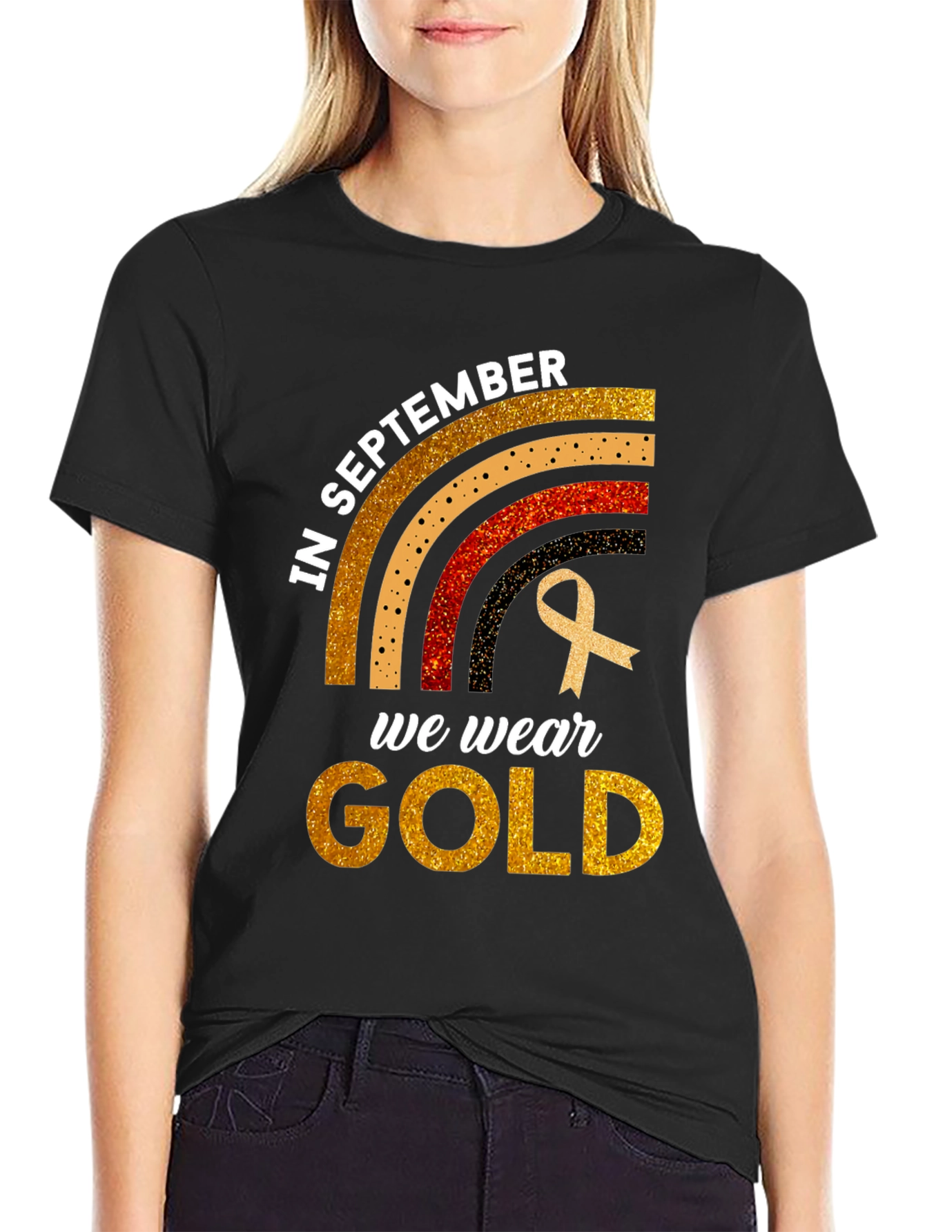 In September We Wear Gold Childhood Cancer Awareness T-Shirt