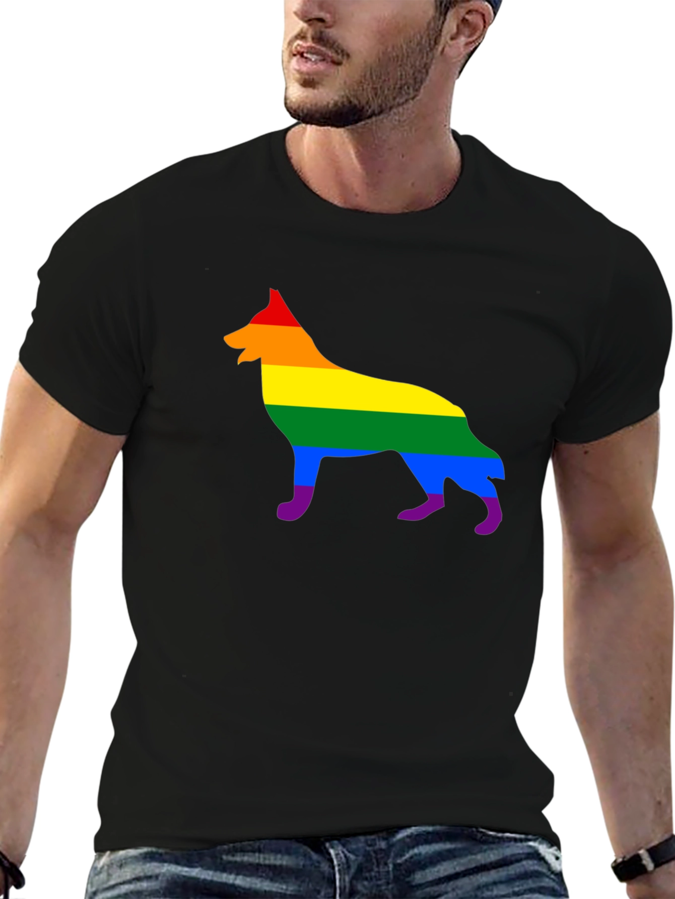 Rainbow German Shepherd T-Shirt - Pride Dog Tee