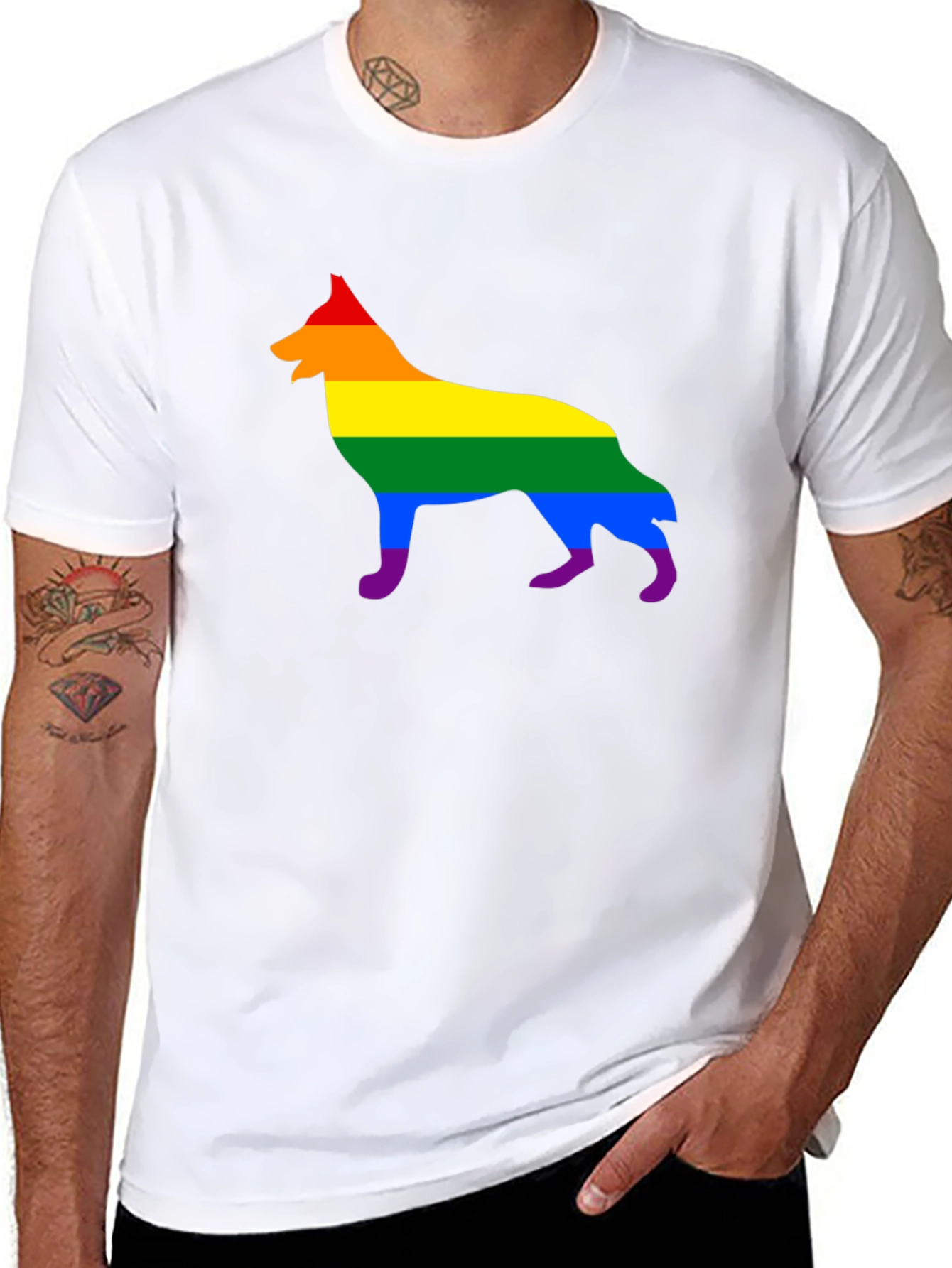 Rainbow German Shepherd T-Shirt - Pride Dog Tee