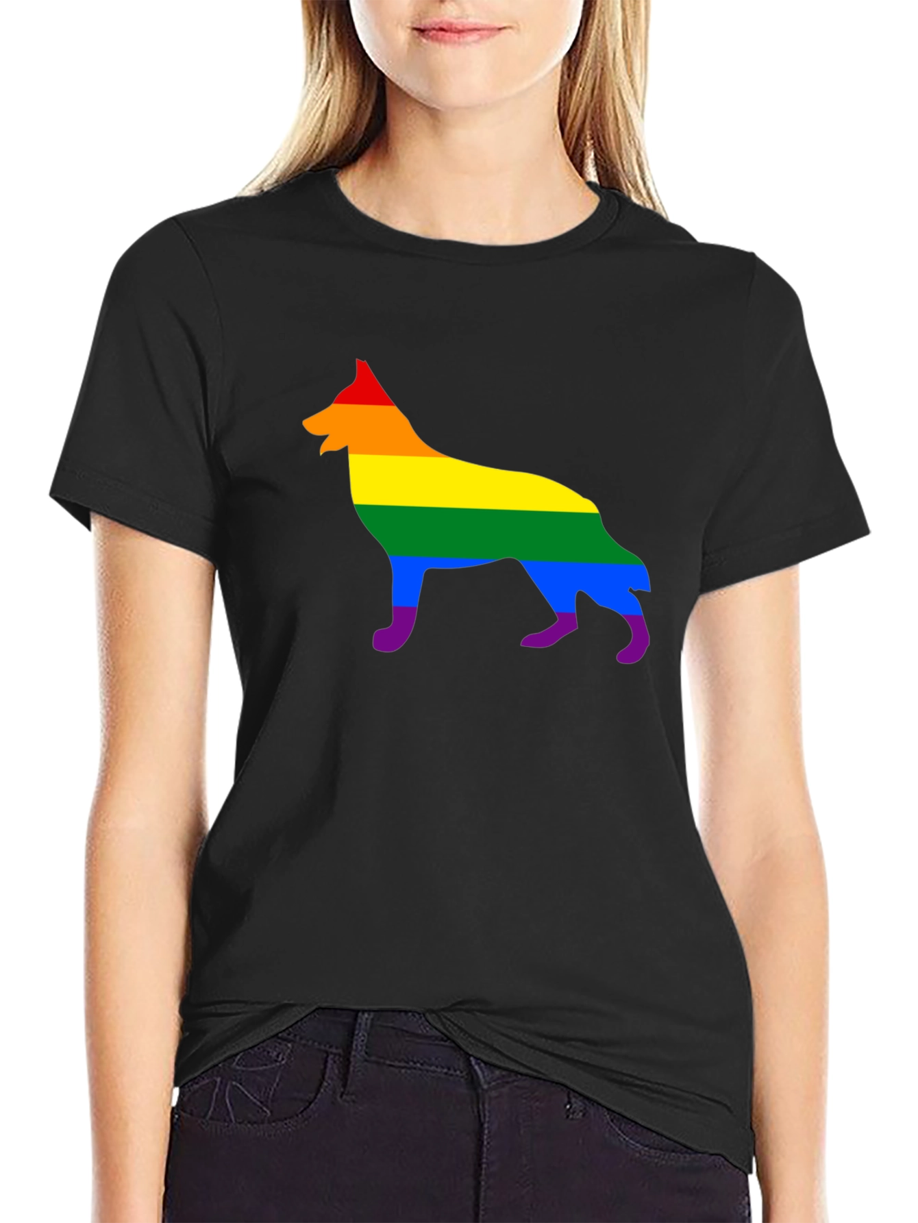 Rainbow German Shepherd T-Shirt - Pride Dog Tee
