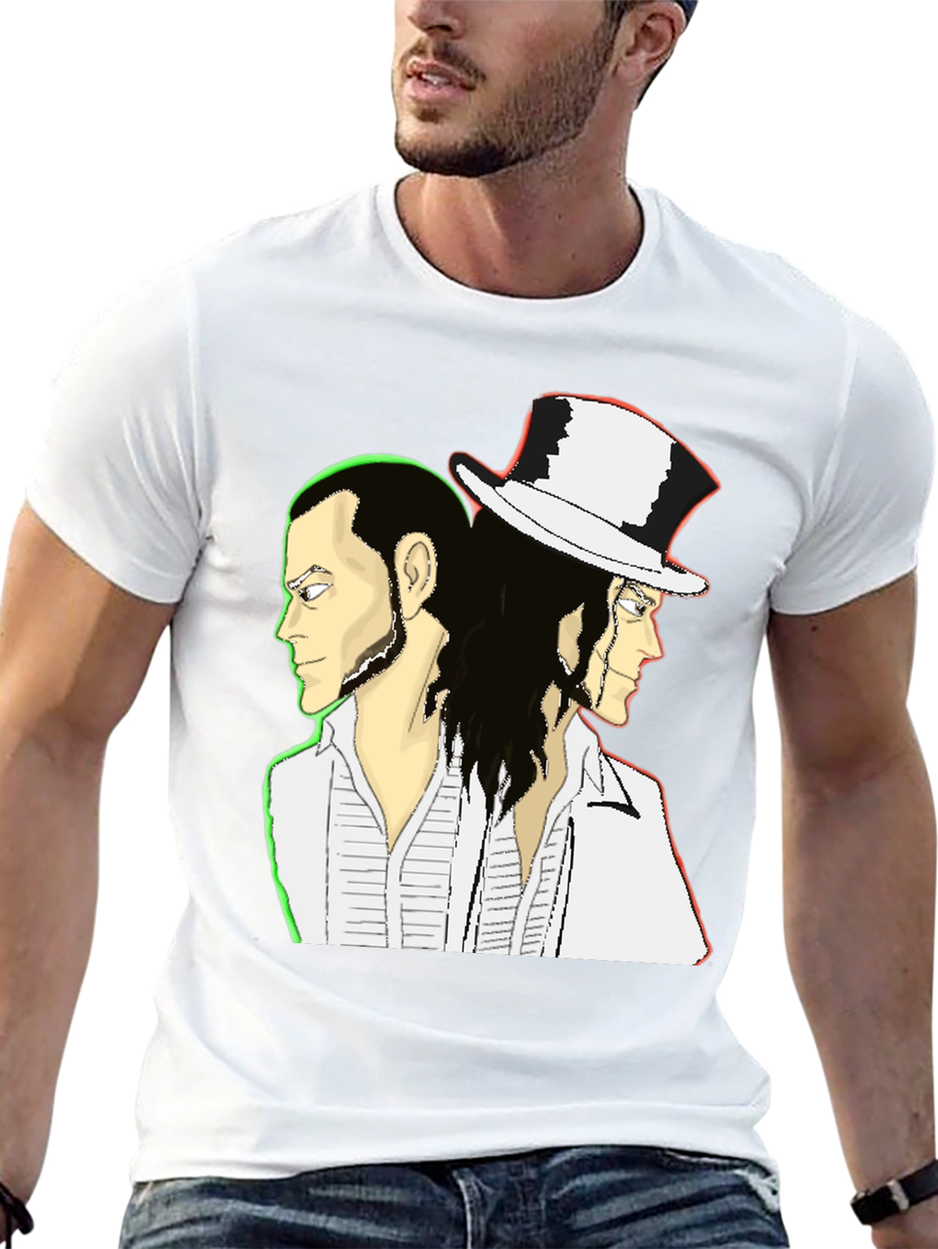 Double Image Graphic Tee - Unisex Black T-Shirt