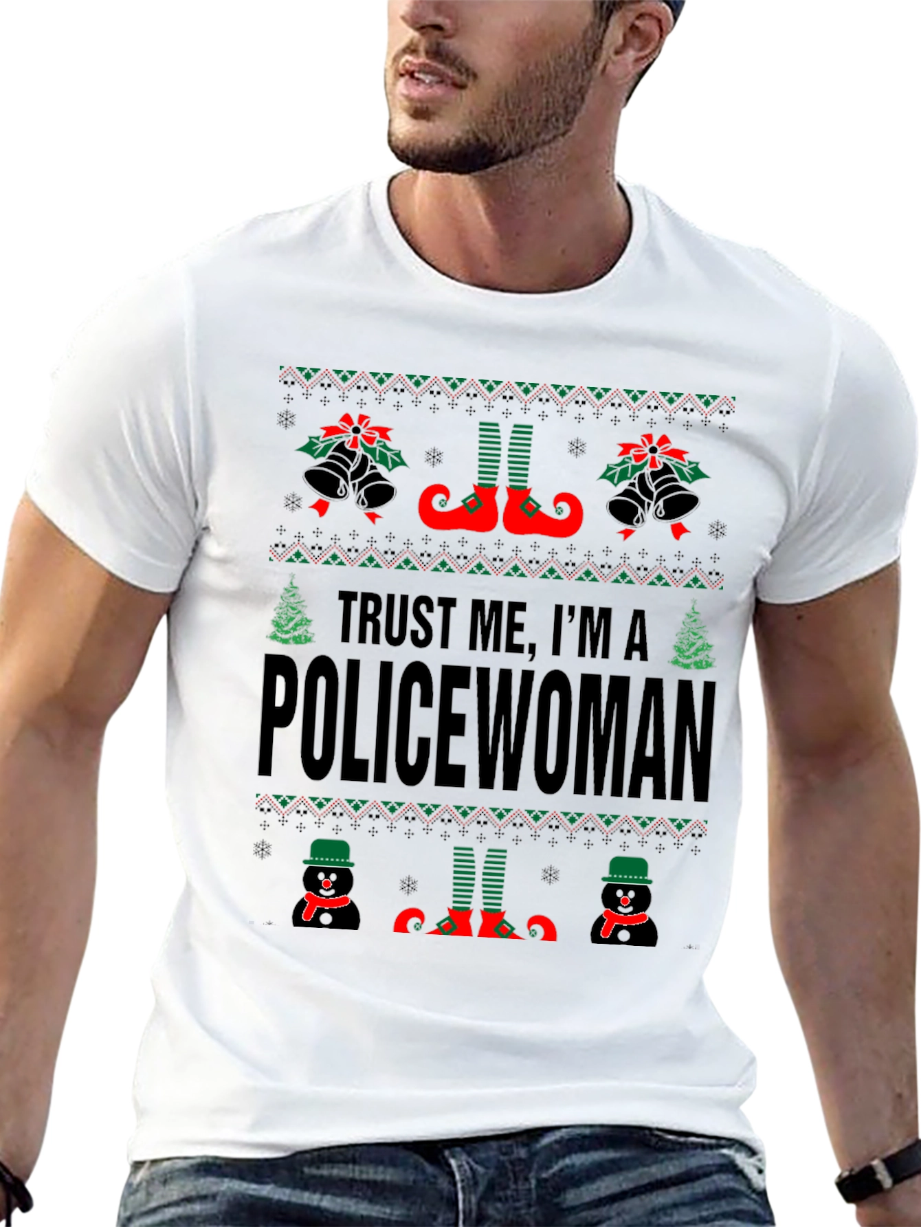 Trust Me Im a Policewoman Ugly Christmas Sweater T-Shirt