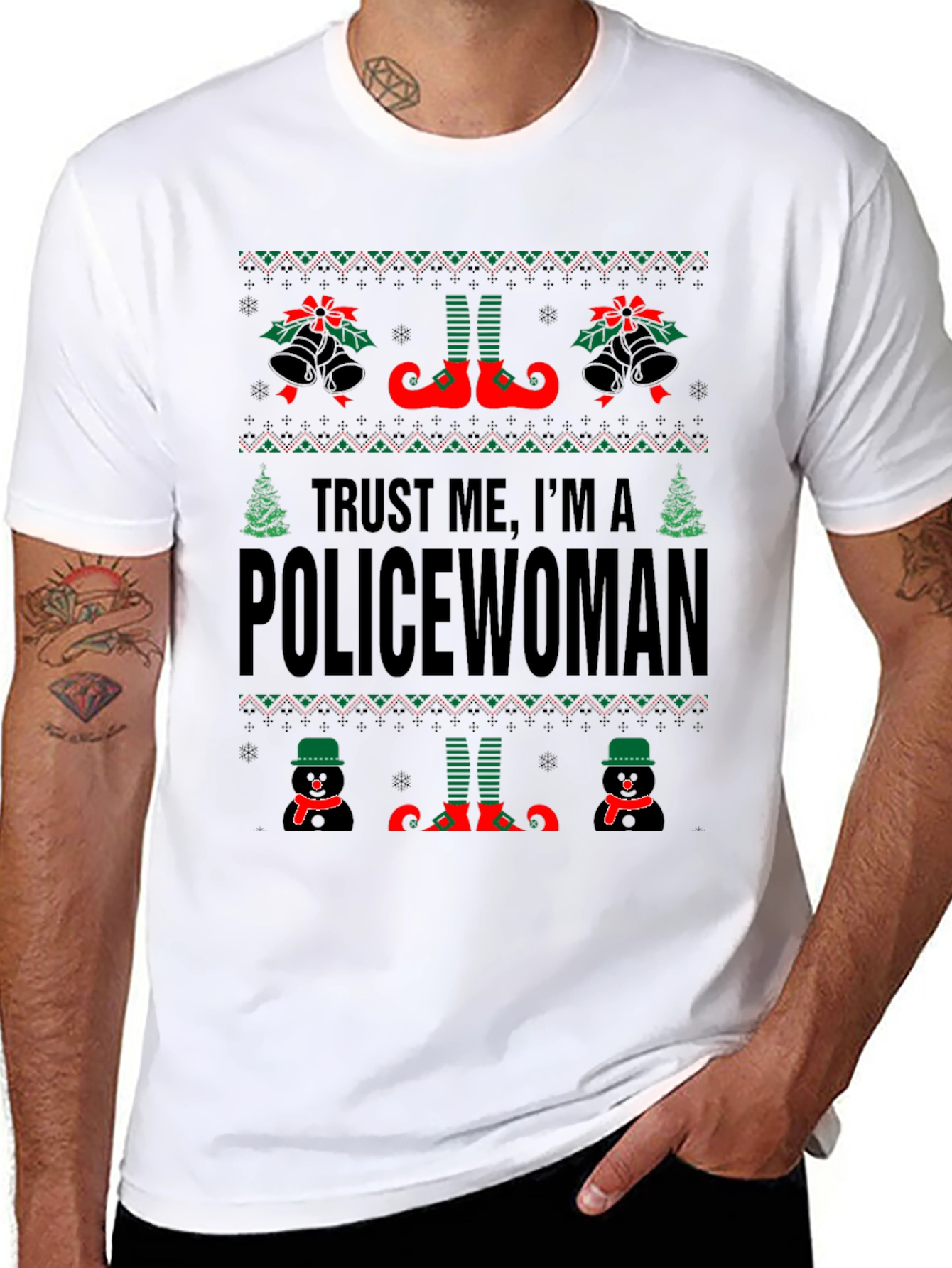 Trust Me Im a Policewoman Ugly Christmas Sweater T-Shirt