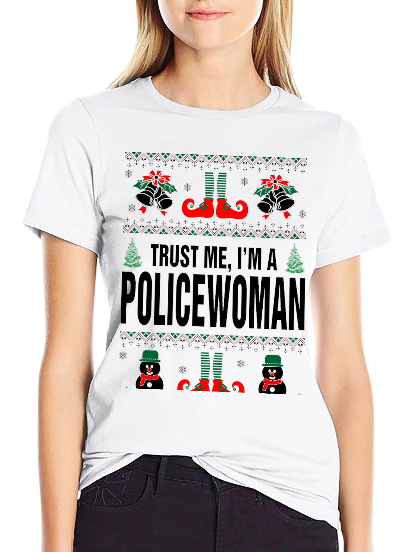 Trust Me Im a Policewoman Ugly Christmas Sweater T-Shirt