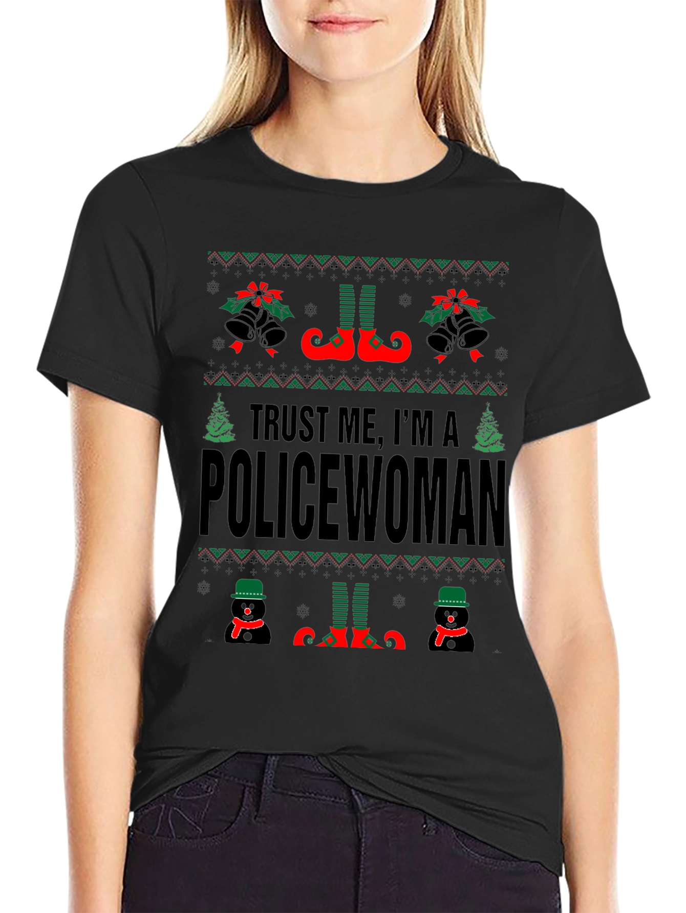 Trust Me Im a Policewoman Ugly Christmas Sweater T-Shirt