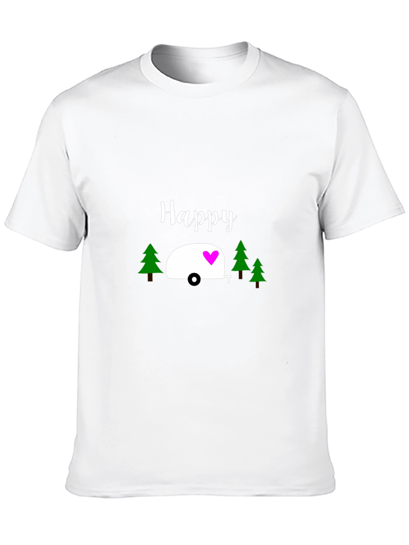 Happy Camper Graphic Tee - Black Cotton T-Shirt