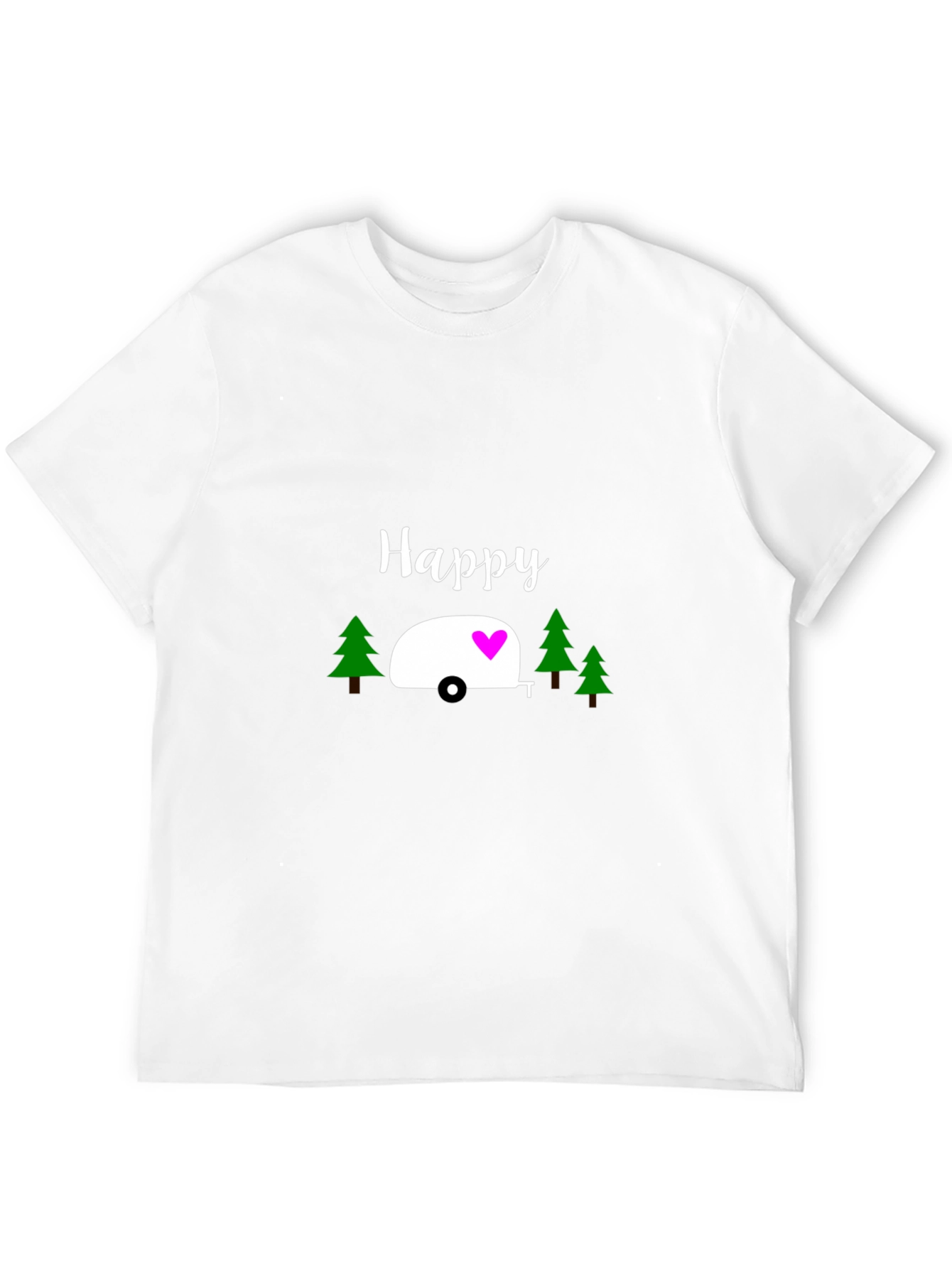 Happy Camper Graphic Tee - Black Cotton T-Shirt